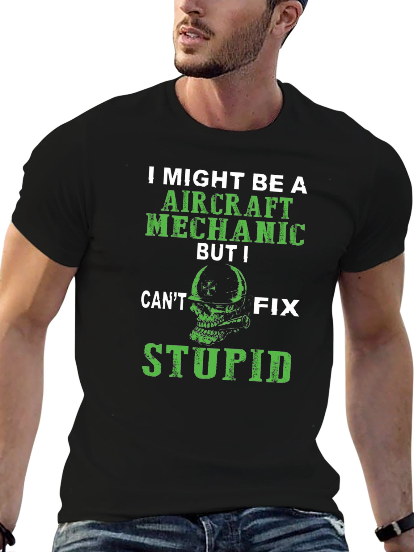 Aircraft Mechanic T-Shirt - Cant Fix Stupid Tee