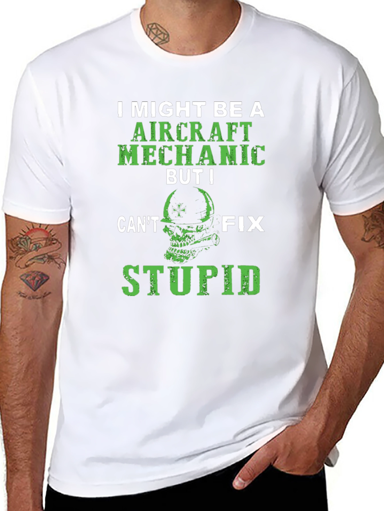 Aircraft Mechanic T-Shirt - Cant Fix Stupid Tee