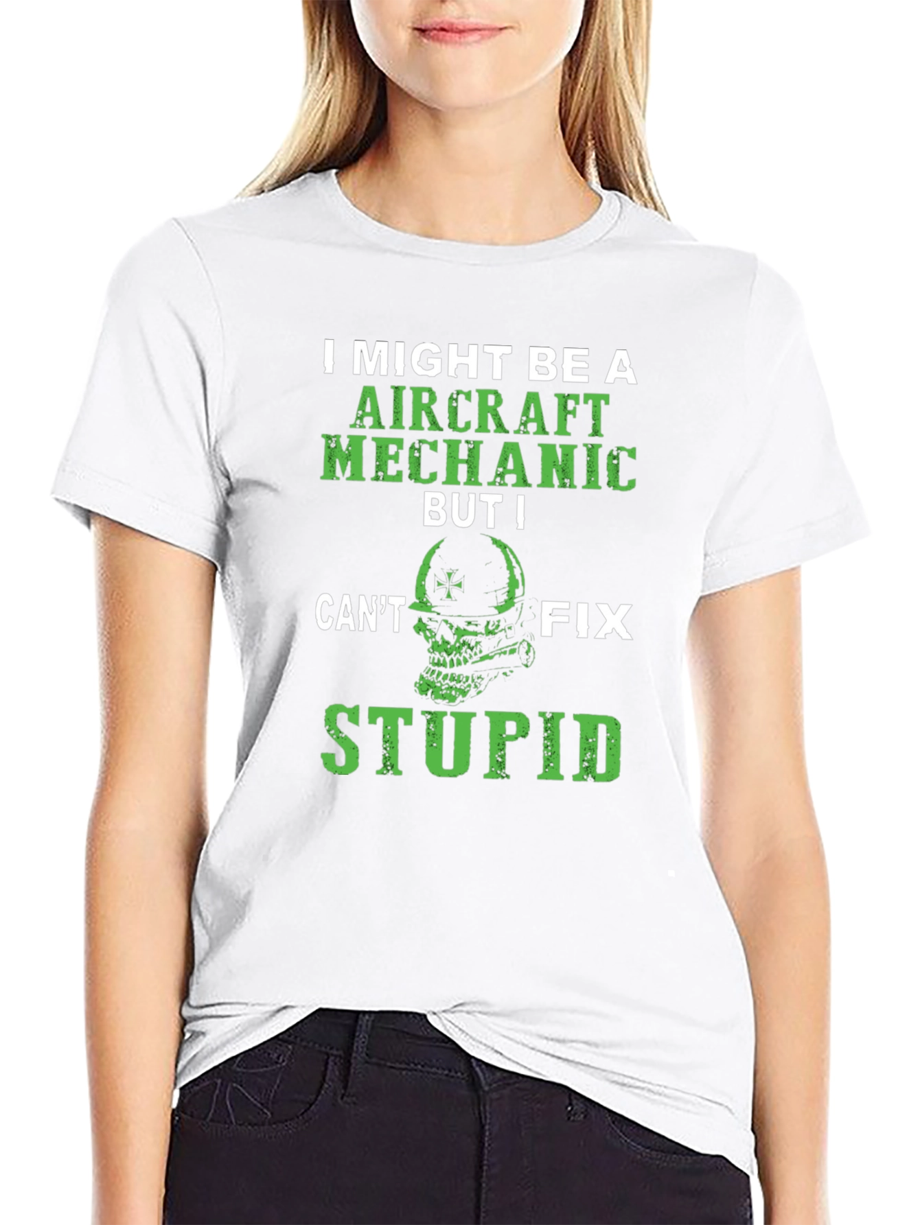 Aircraft Mechanic T-Shirt - Cant Fix Stupid Tee