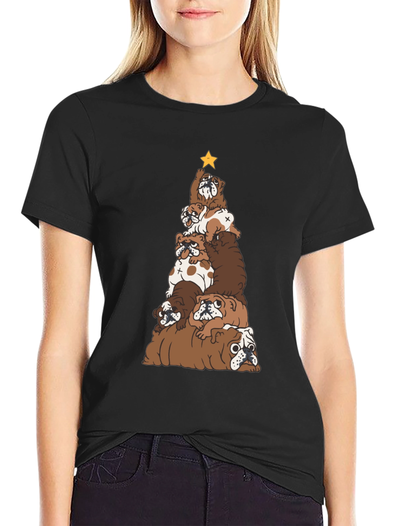 Bulldog Christmas Tree Graphic Tee