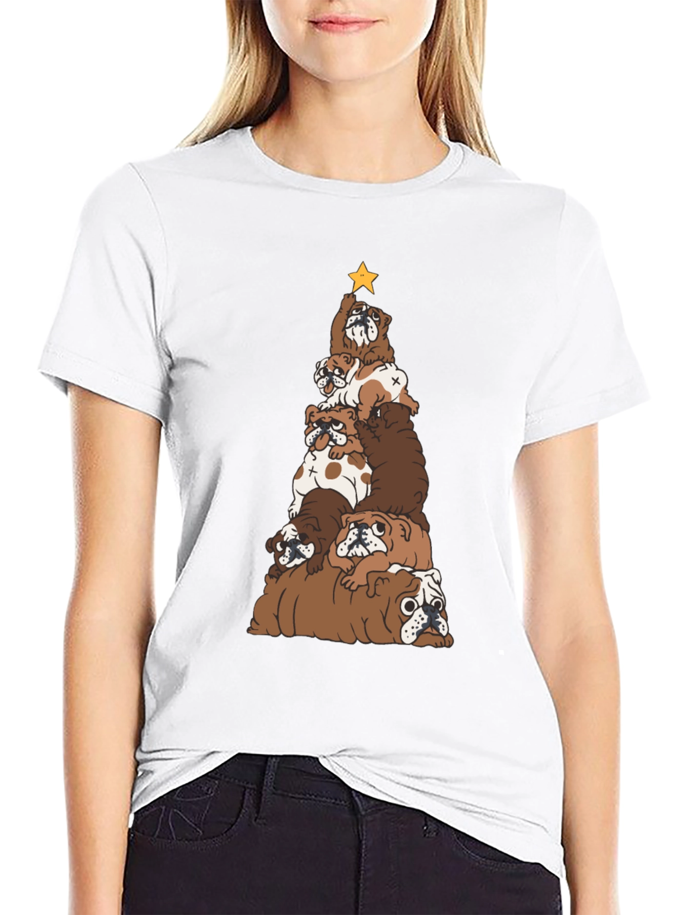 Bulldog Christmas Tree Graphic Tee