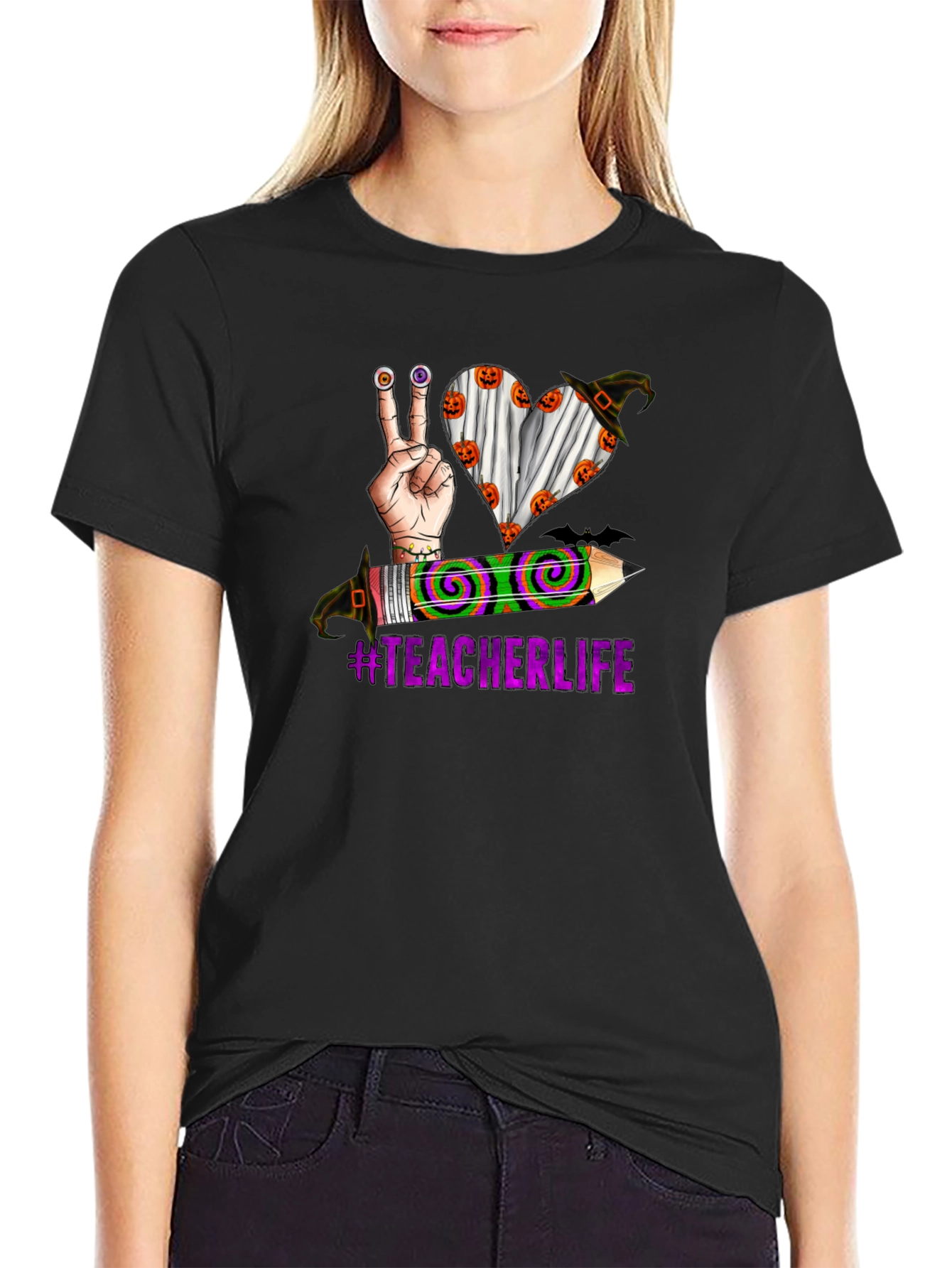 Teacher Life Halloween Graphic T-Shirt