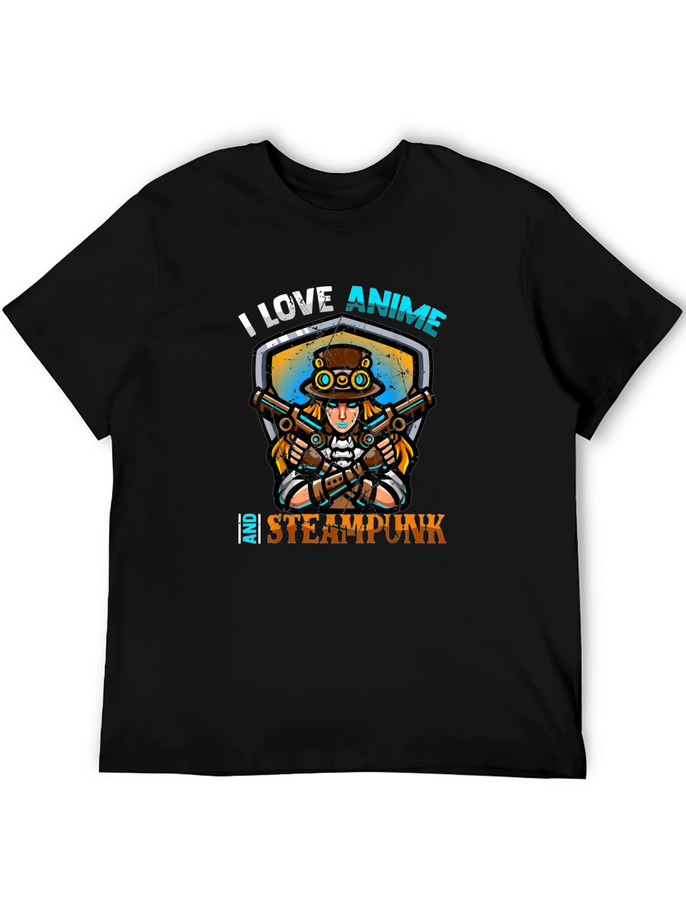 I Love Anime and Steampunk Graphic Tee
