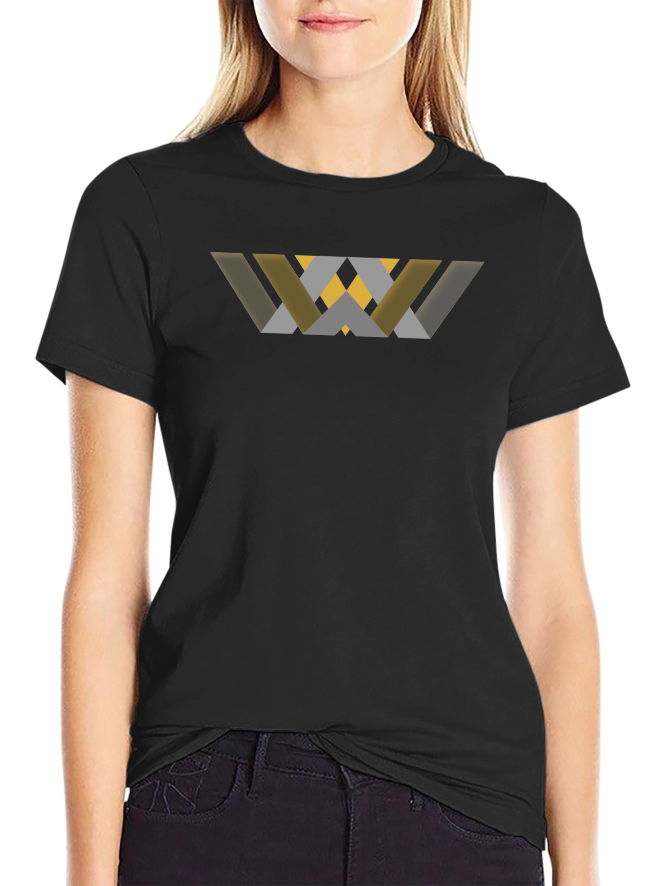 Abstract Geometric Graphic Black T-Shirt