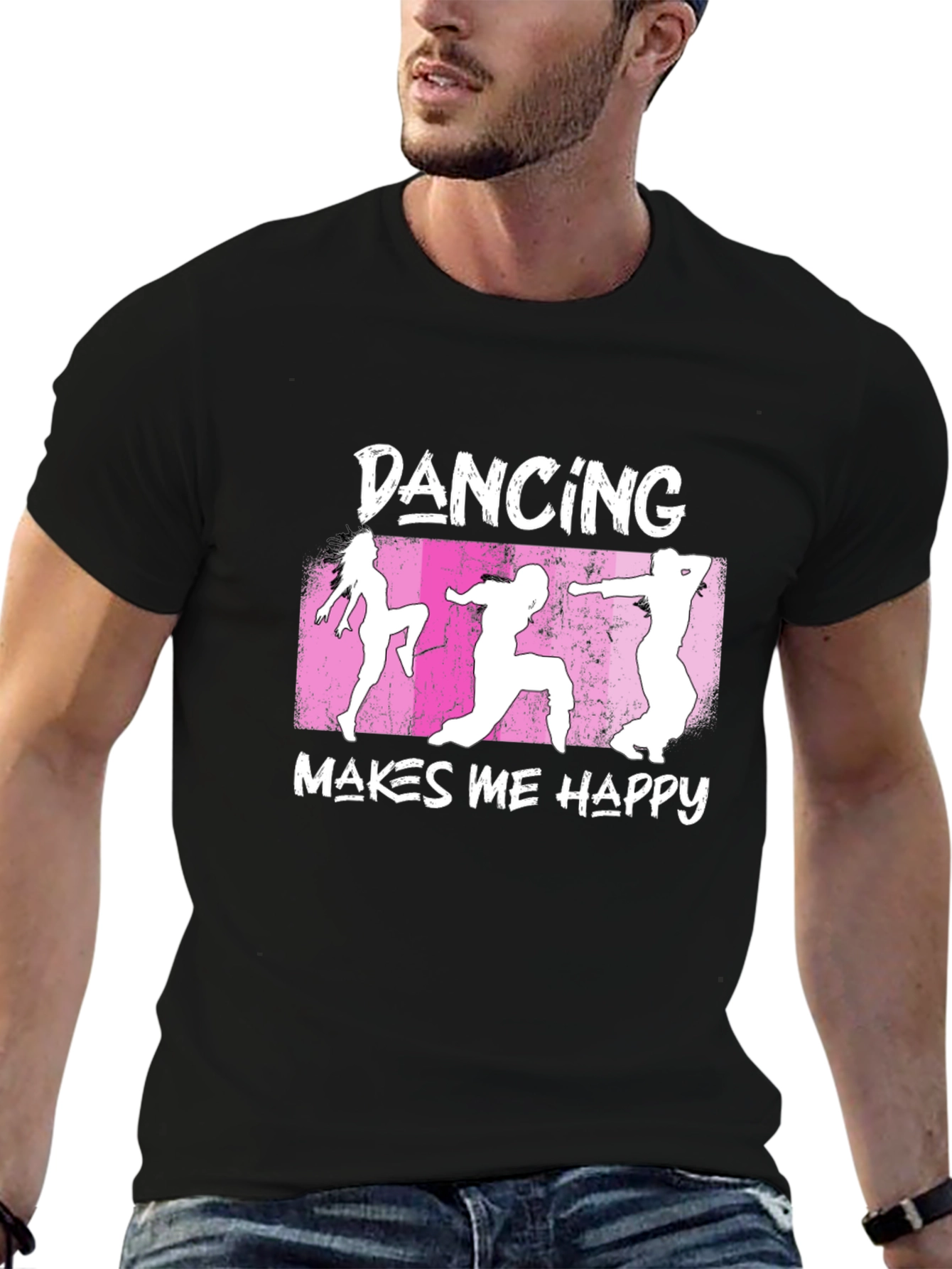 Dancing Makes Me Happy Graphic T-Shirt - Black