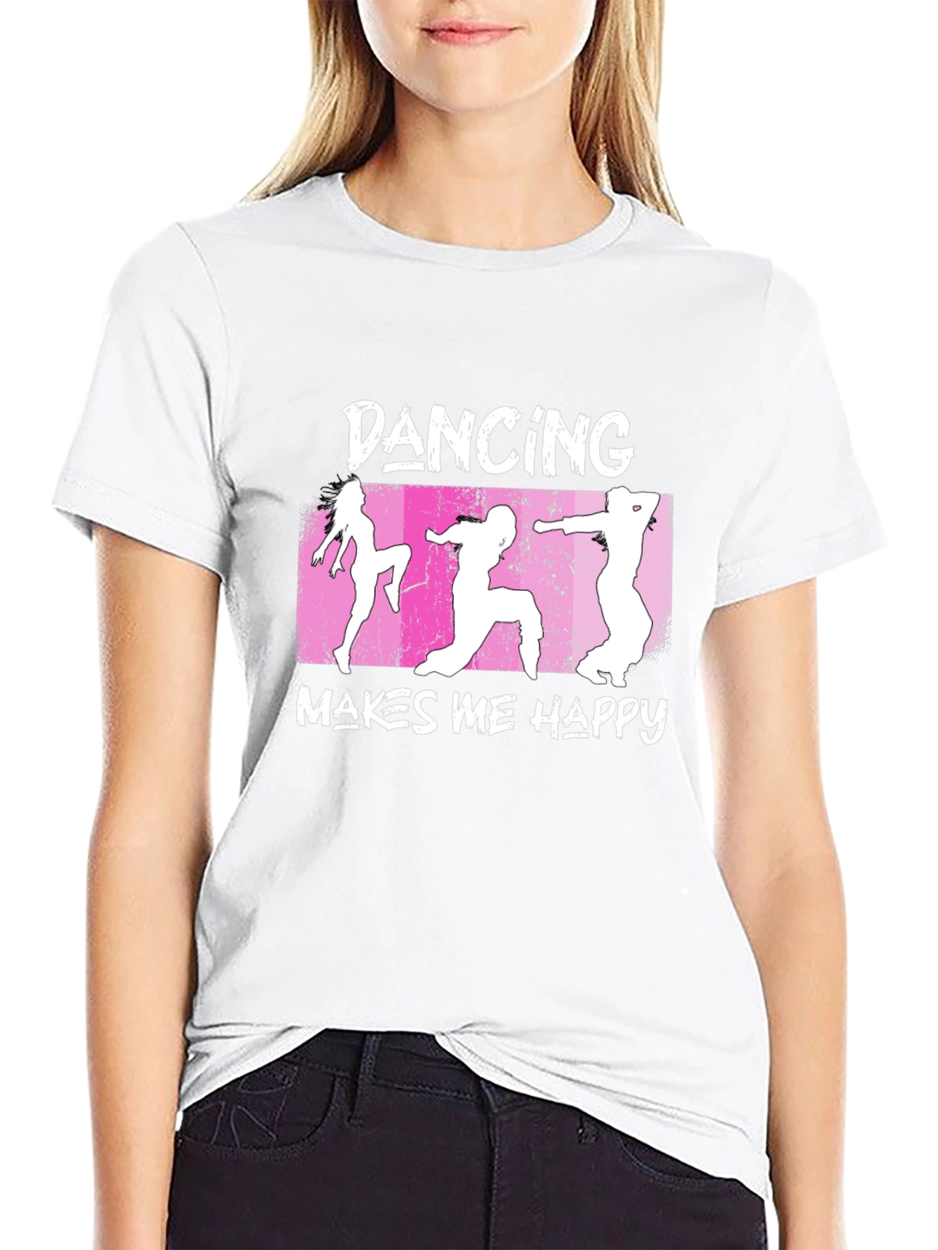 Dancing Makes Me Happy Graphic T-Shirt - Black