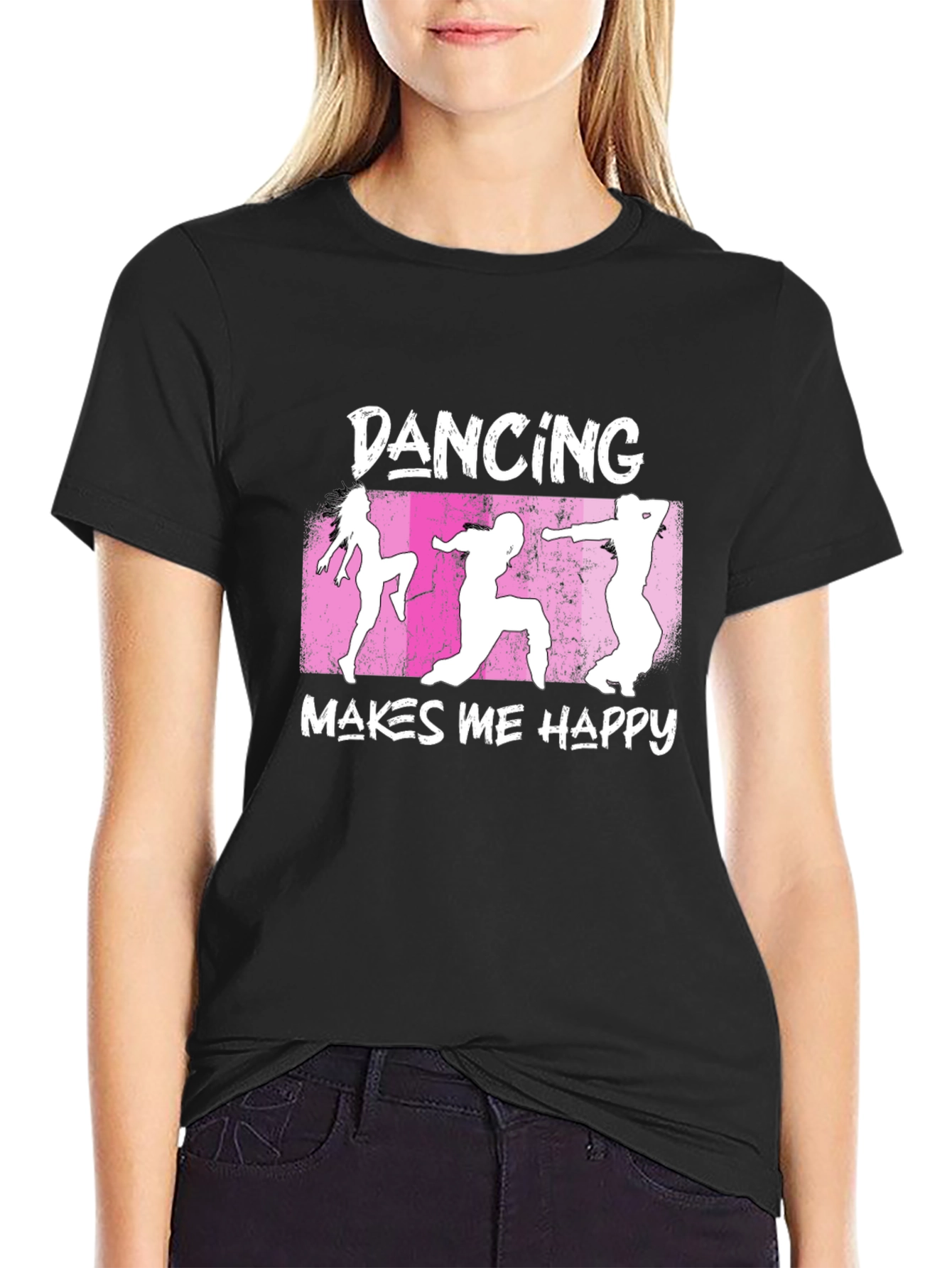 Dancing Makes Me Happy Graphic T-Shirt - Black