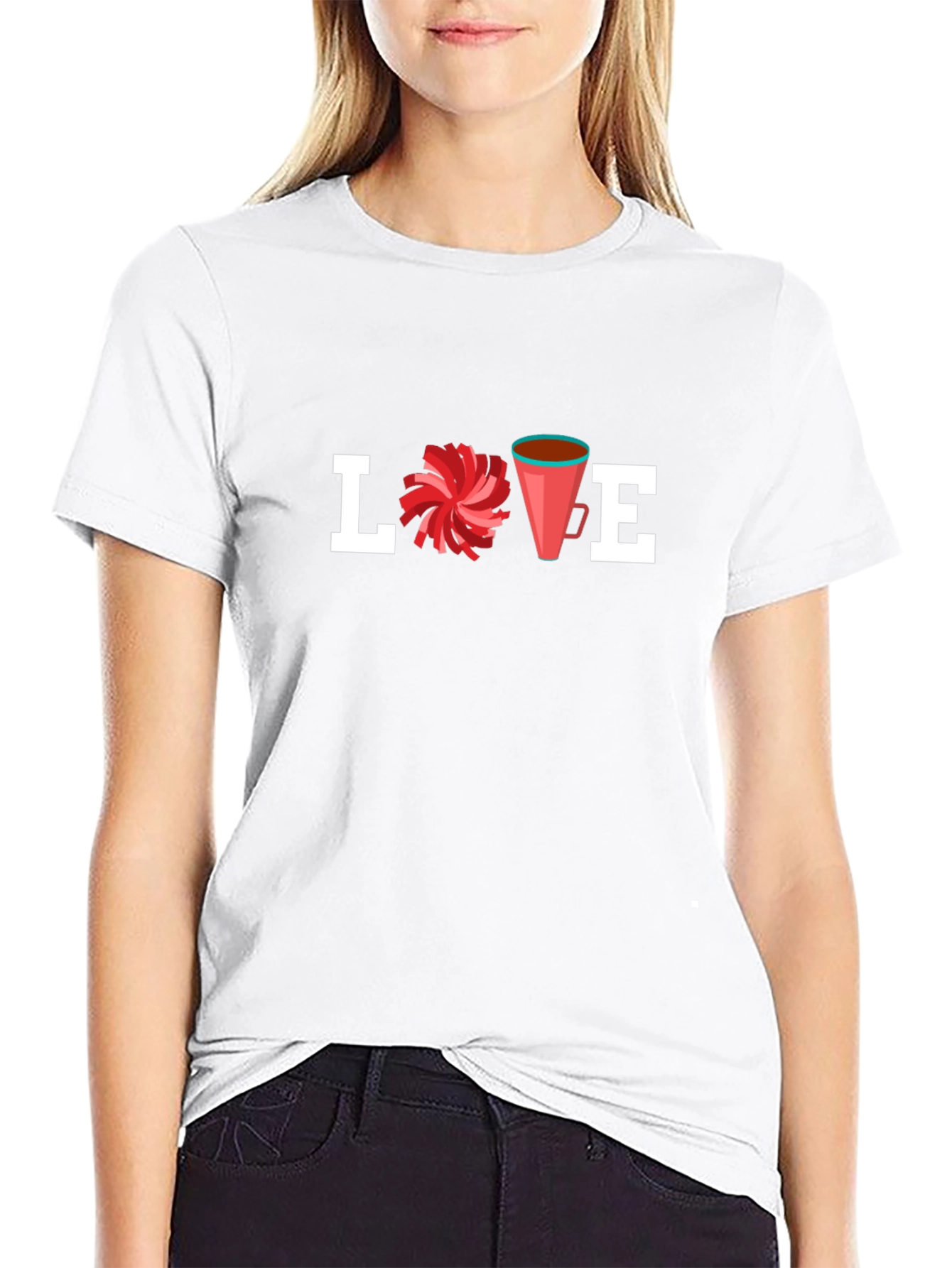 LOVE Cheerleading T-Shirt Pom Pom Cheer Megaphone Design