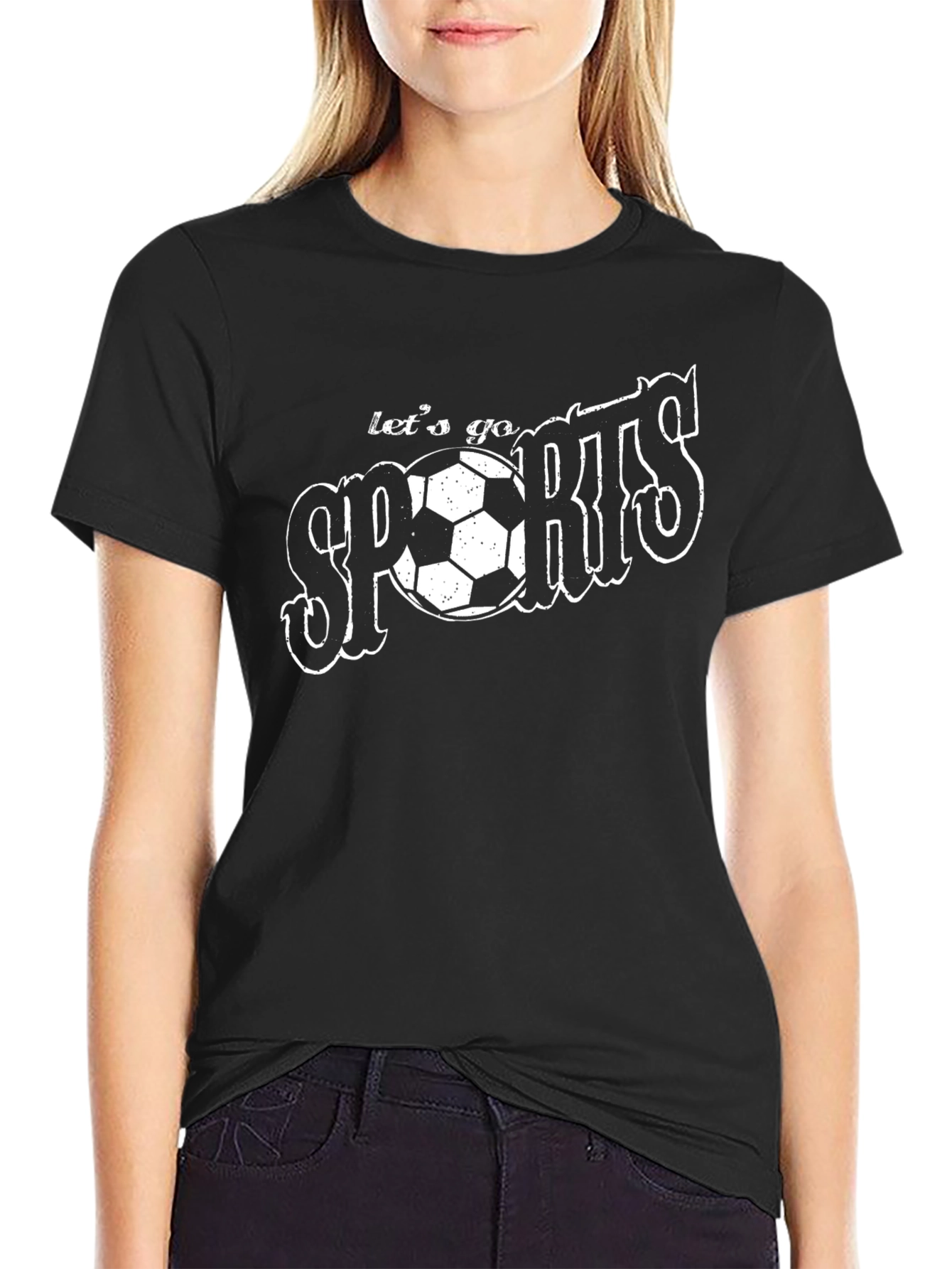Lets Go Sports Soccer Graphic Black T-Shirt