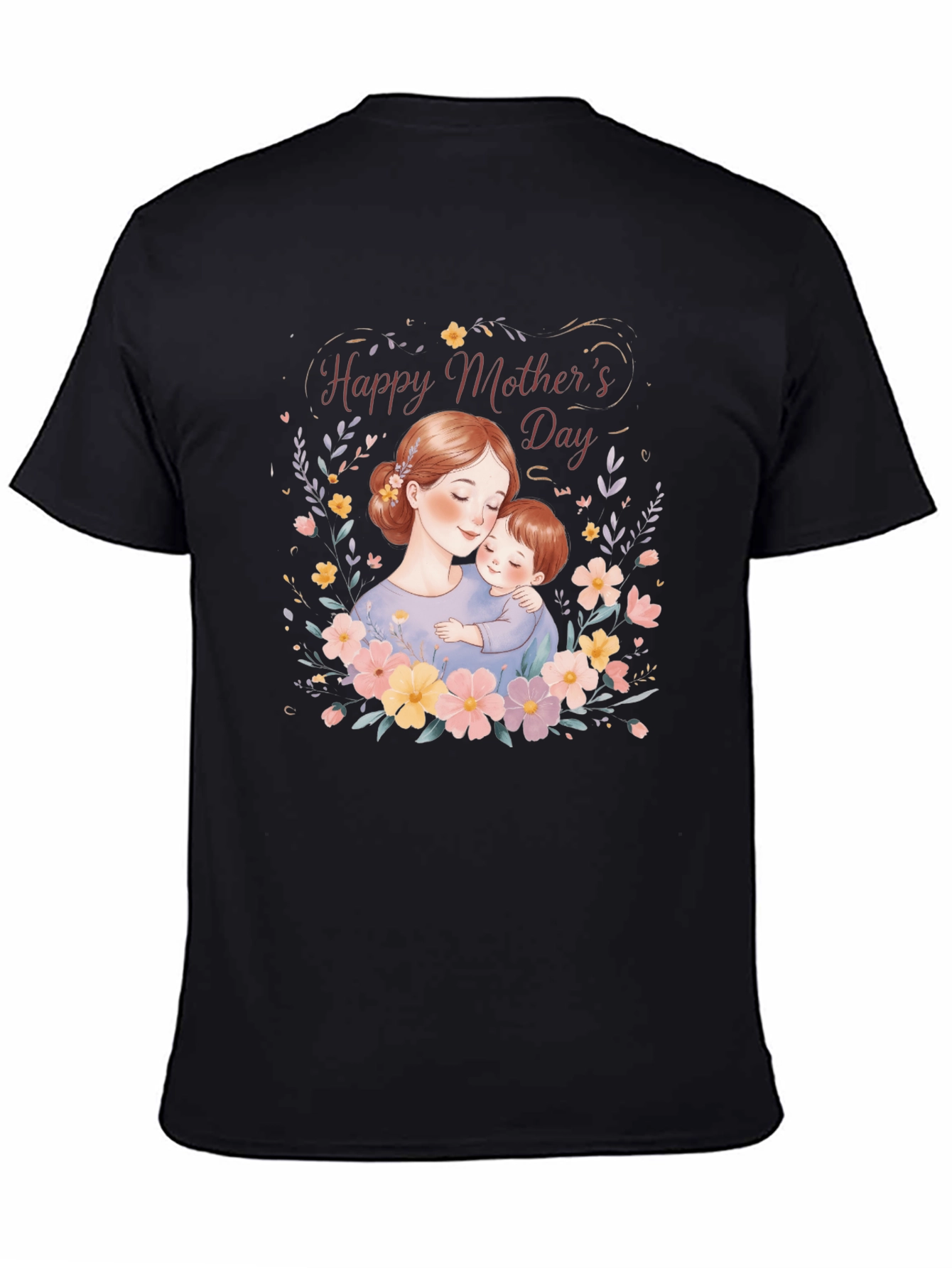 Mothers Day T-Shirt Mom and Child Floral Design