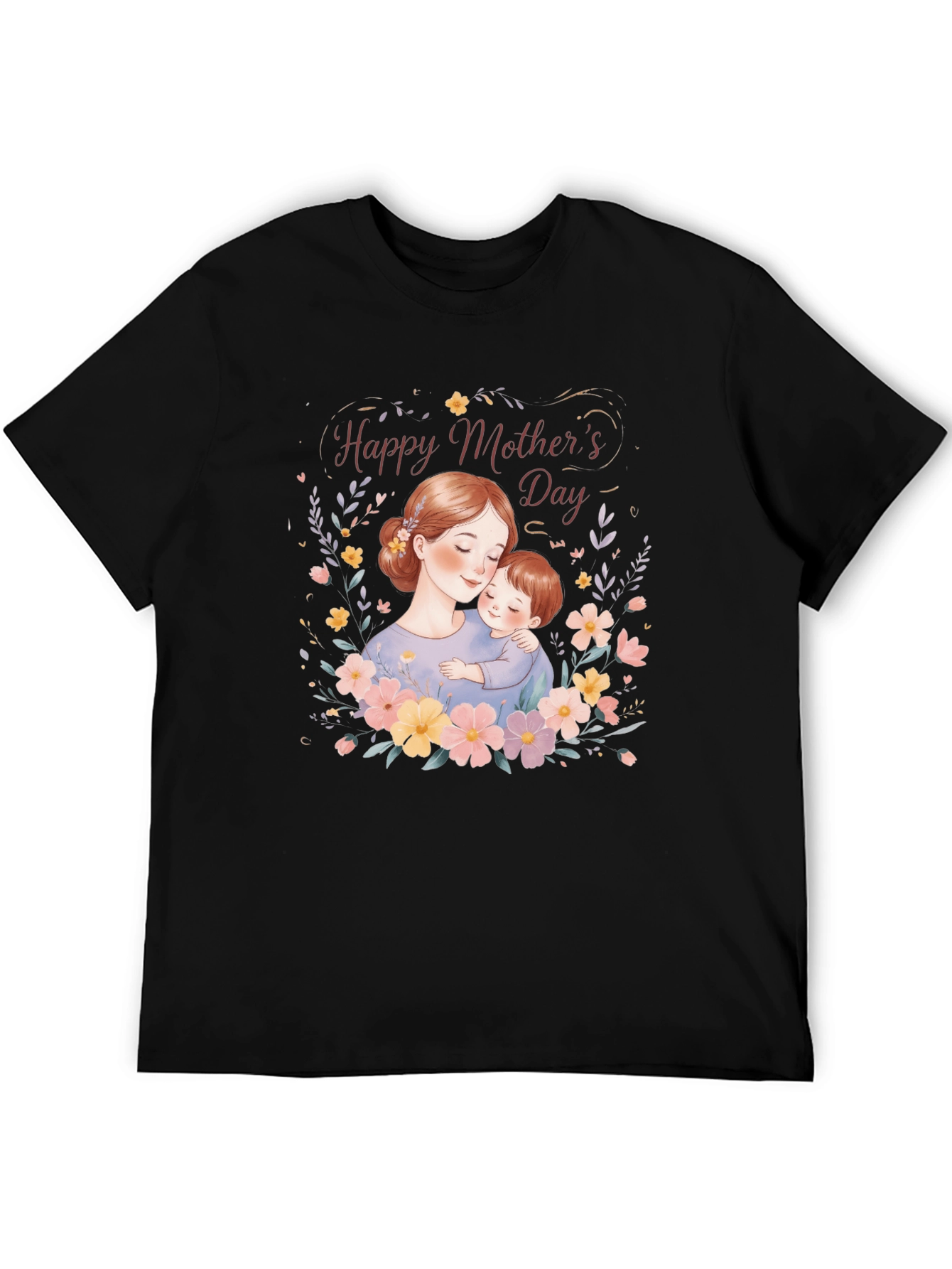 Mothers Day T-Shirt Mom and Child Floral Design