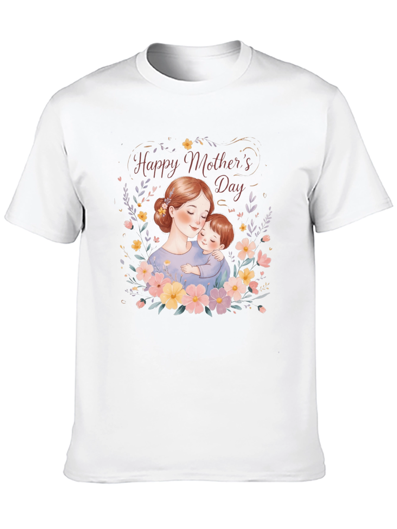 Mothers Day T-Shirt Mom and Child Floral Design