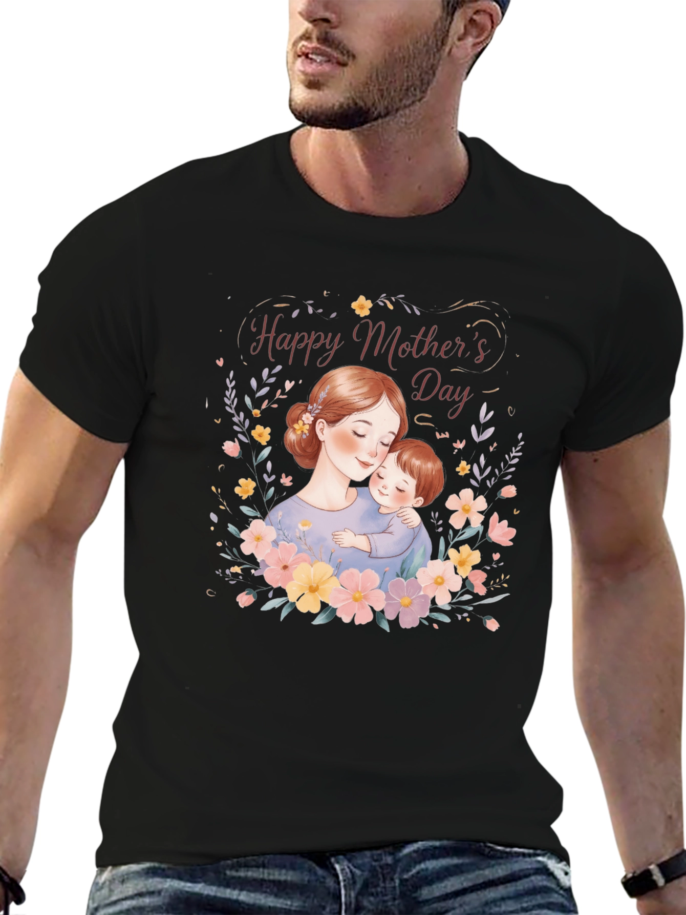 Mothers Day T-Shirt Mom and Child Floral Design