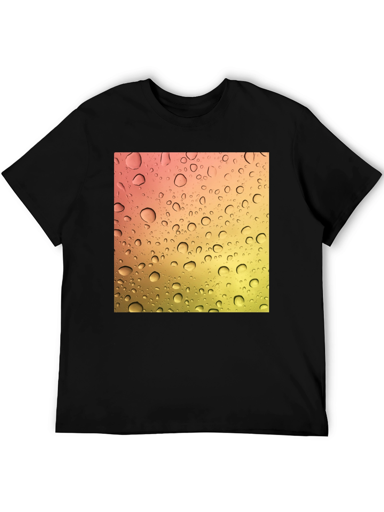 Raindrop Graphic Black Cotton T-Shirt