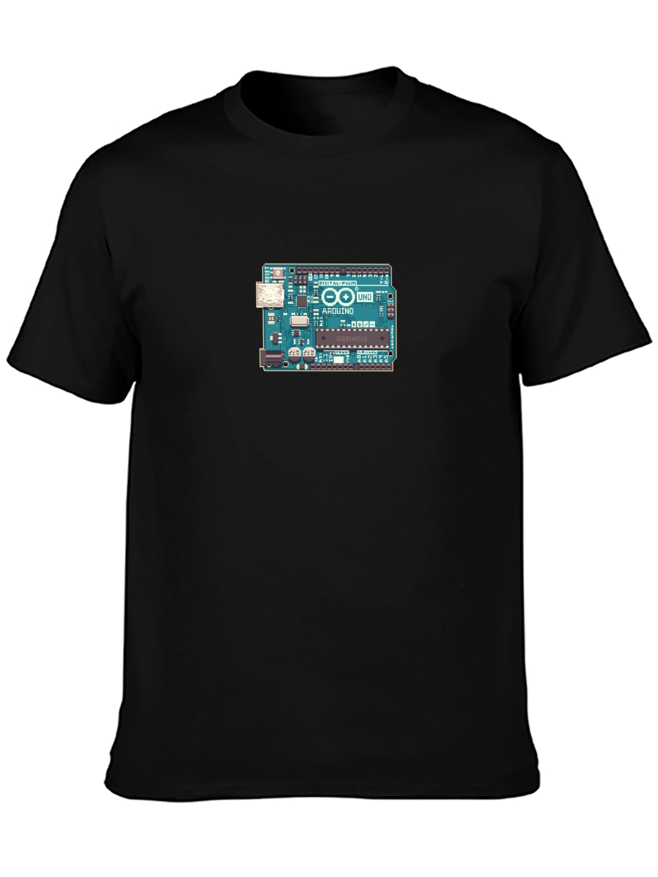 Arduino Board Graphic Tee - Black Cotton Casual T-Shirt