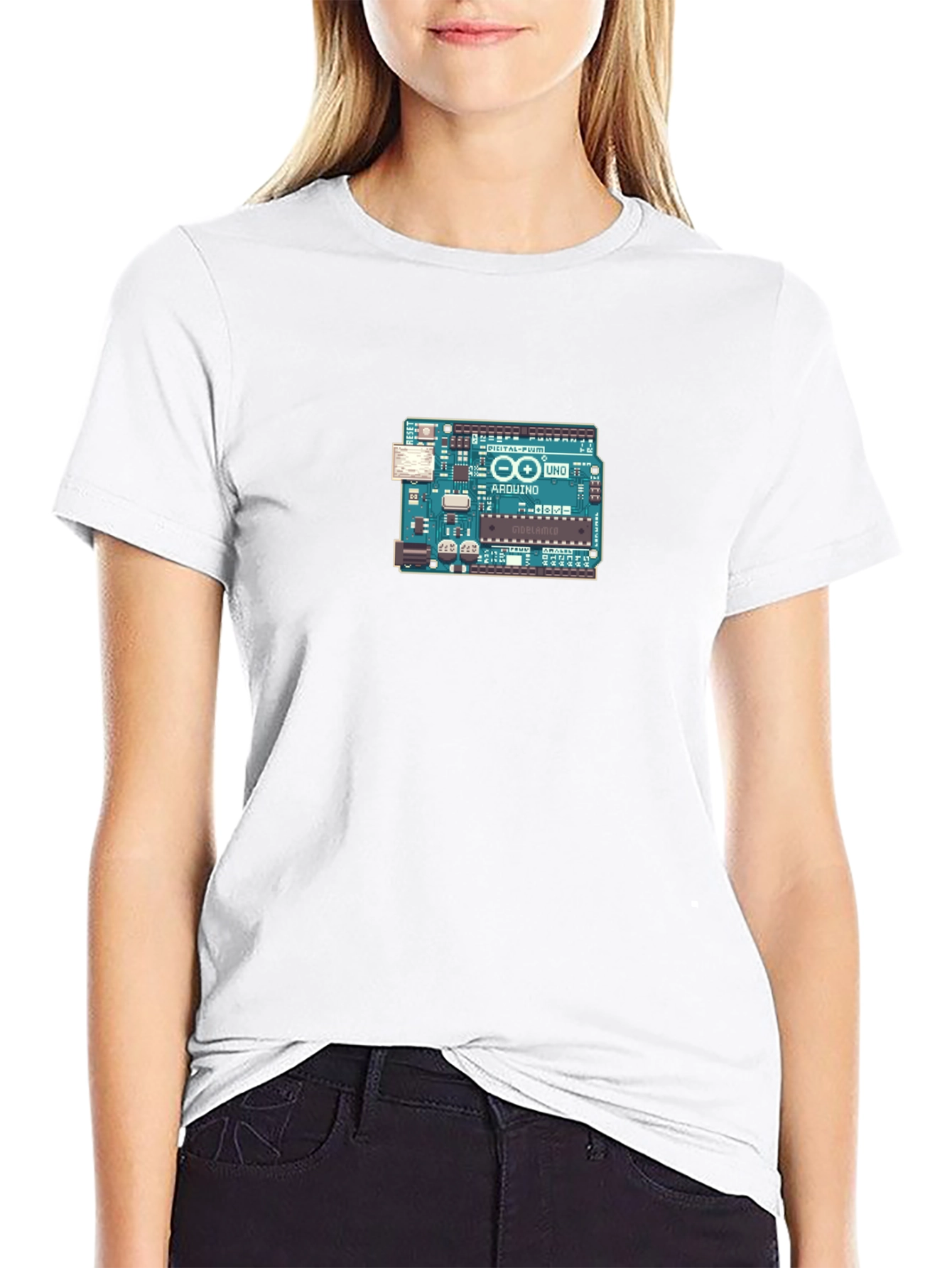 Arduino Board Graphic Tee - Black Cotton Casual T-Shirt
