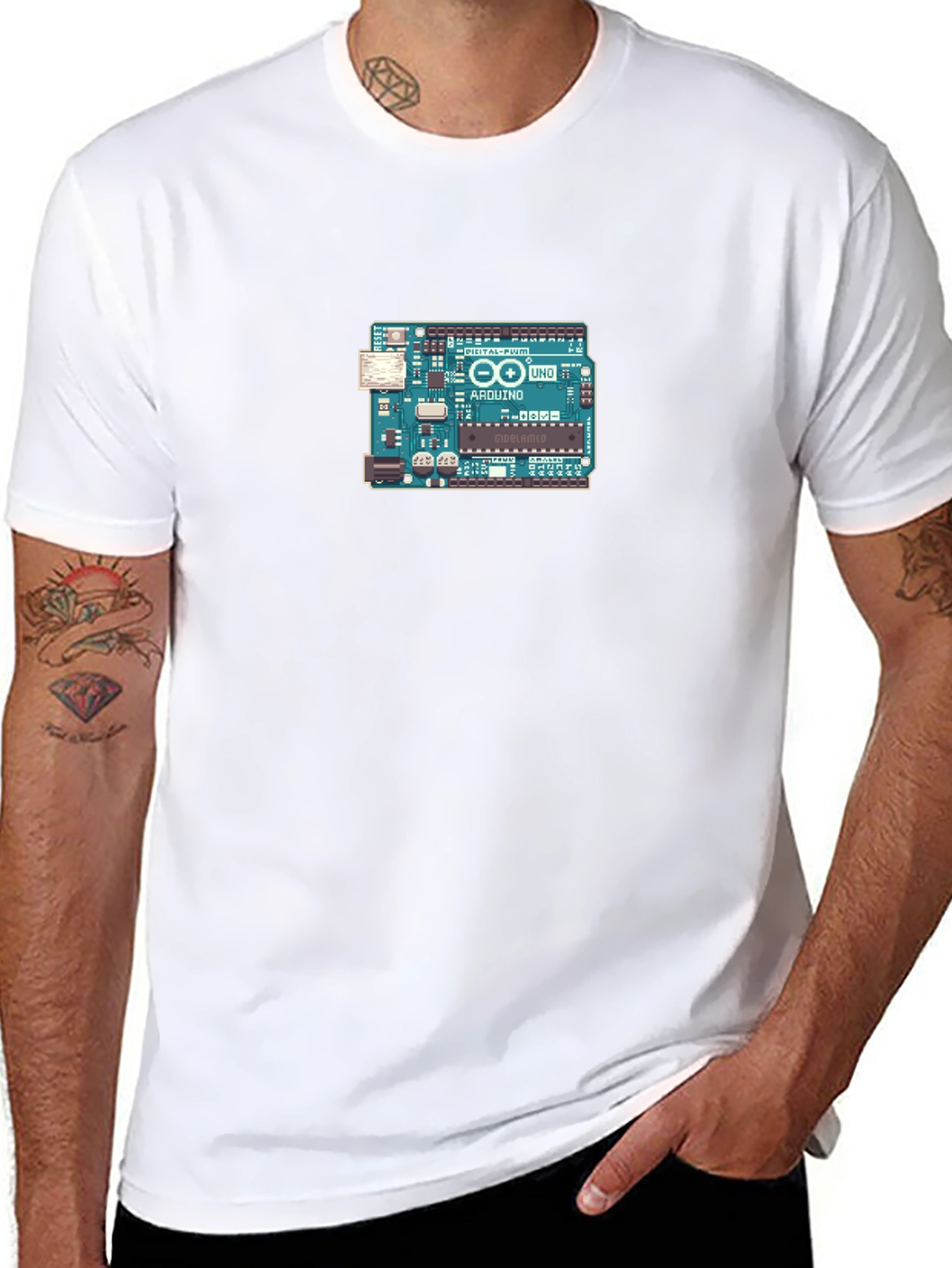 Arduino Board Graphic Tee - Black Cotton Casual T-Shirt