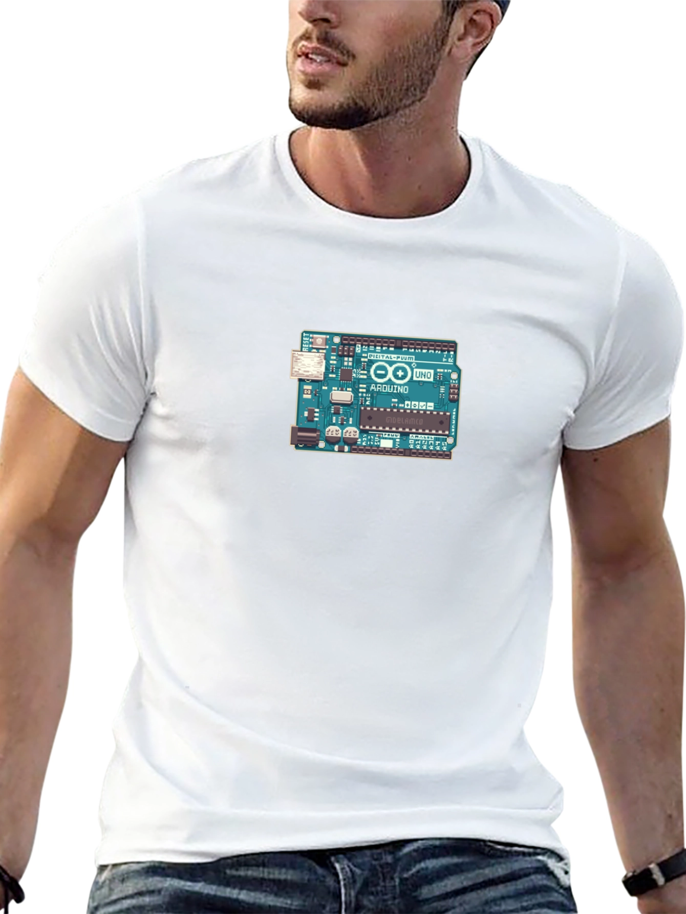 Arduino Board Graphic Tee - Black Cotton Casual T-Shirt