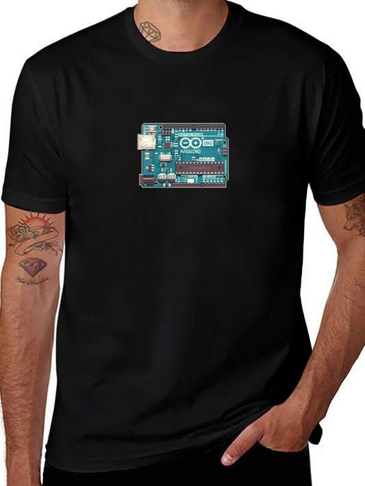 Arduino Board Graphic Tee - Black Cotton Casual T-Shirt