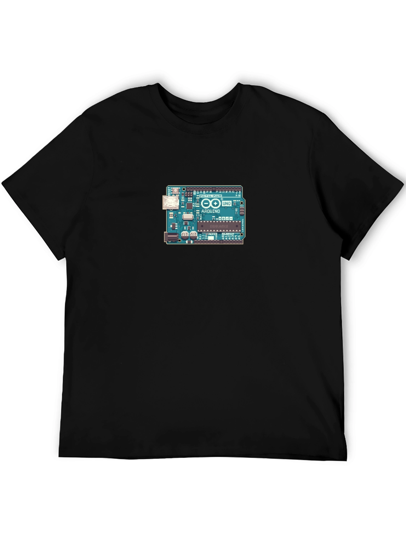 Arduino Board Graphic Tee - Black Cotton Casual T-Shirt