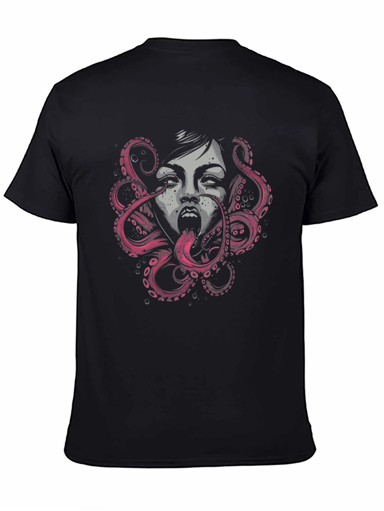 Octopus Woman Graphic Tee - Black Cotton T-Shirt