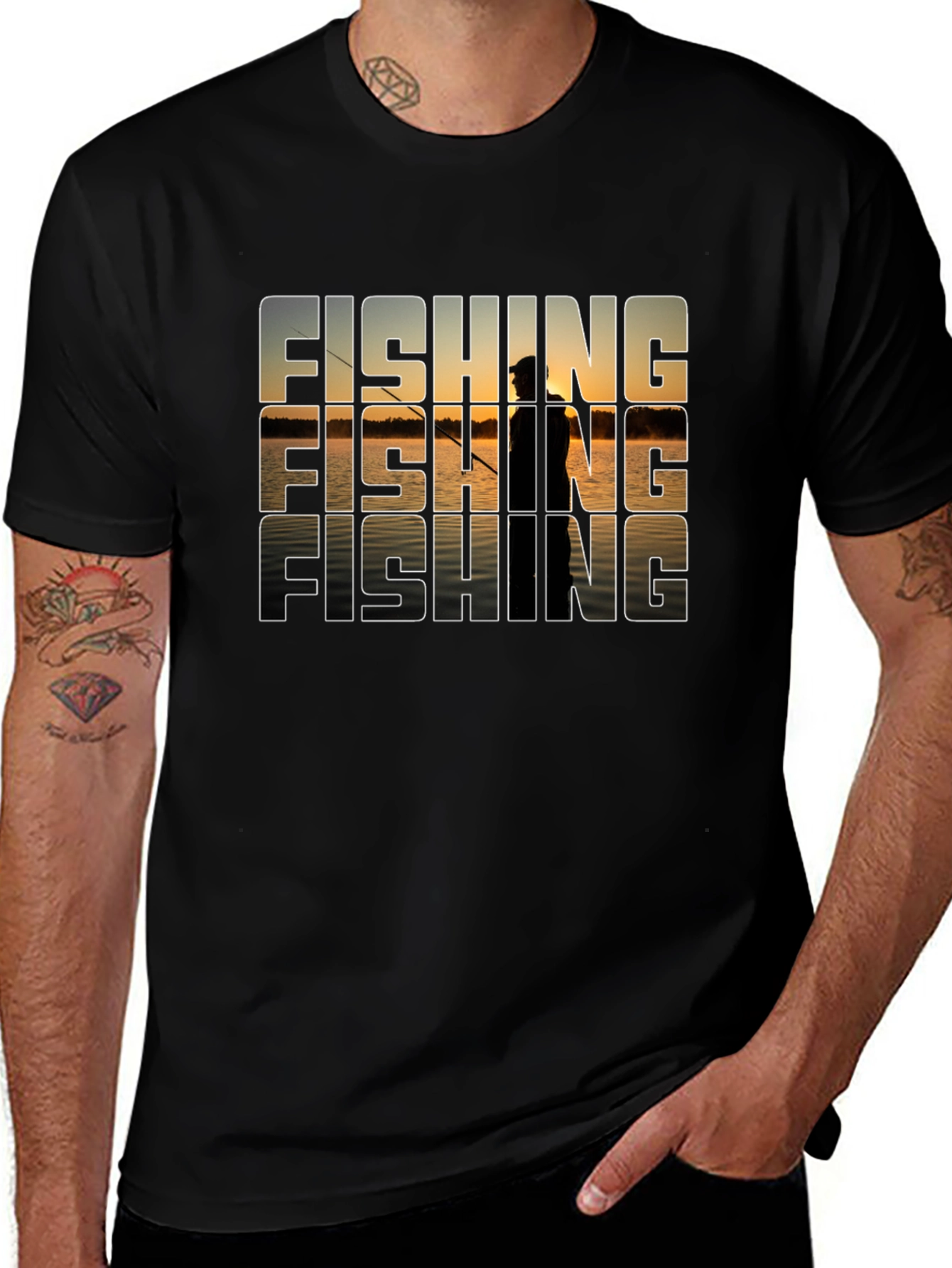 Fishing Sunset T-Shirt - Nature Graphic Tee