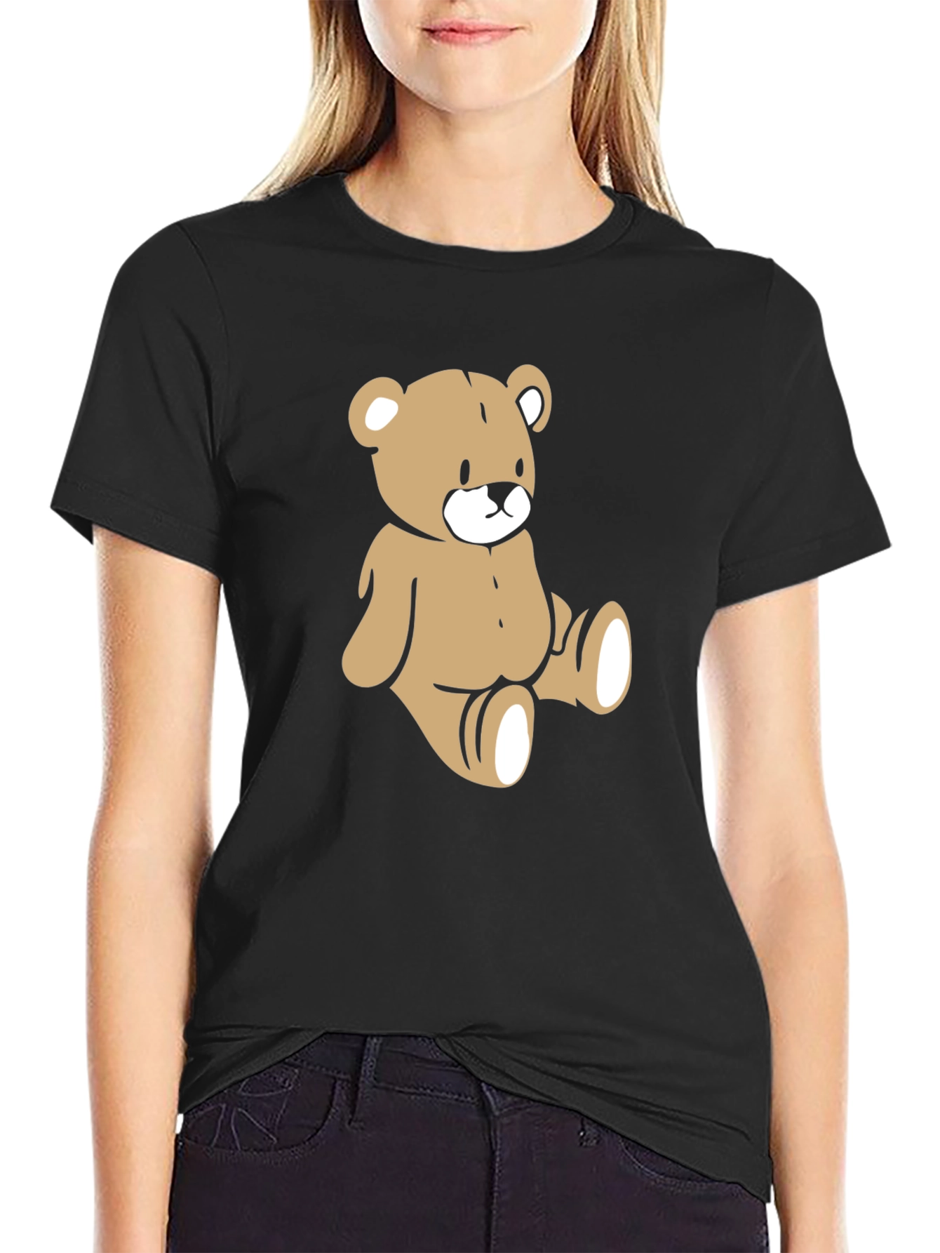 Teddy Bear Graphic Tee - Mens Black Cotton T-Shirt