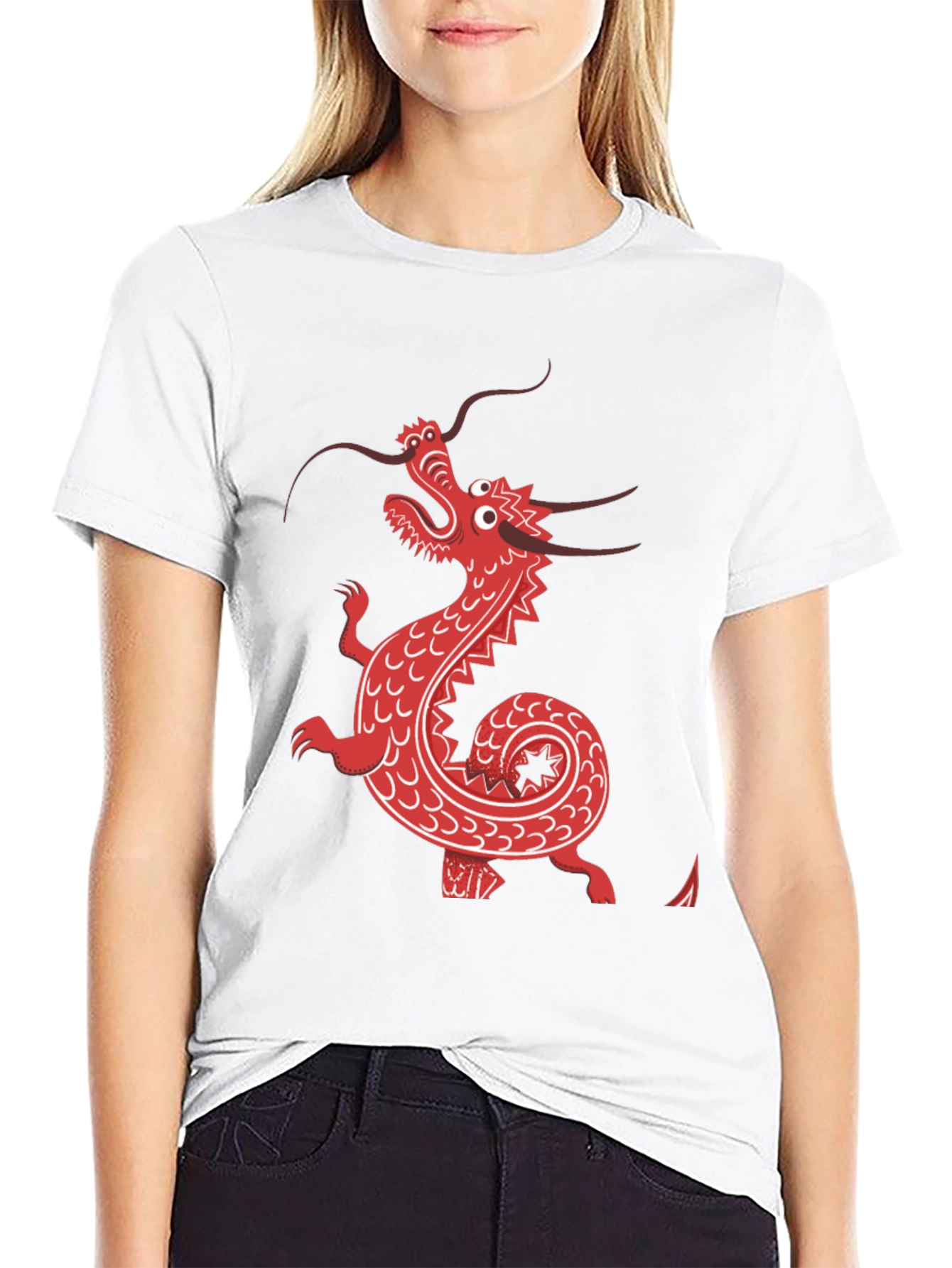 Red Dragon Graphic Tee - Black Cotton Blend