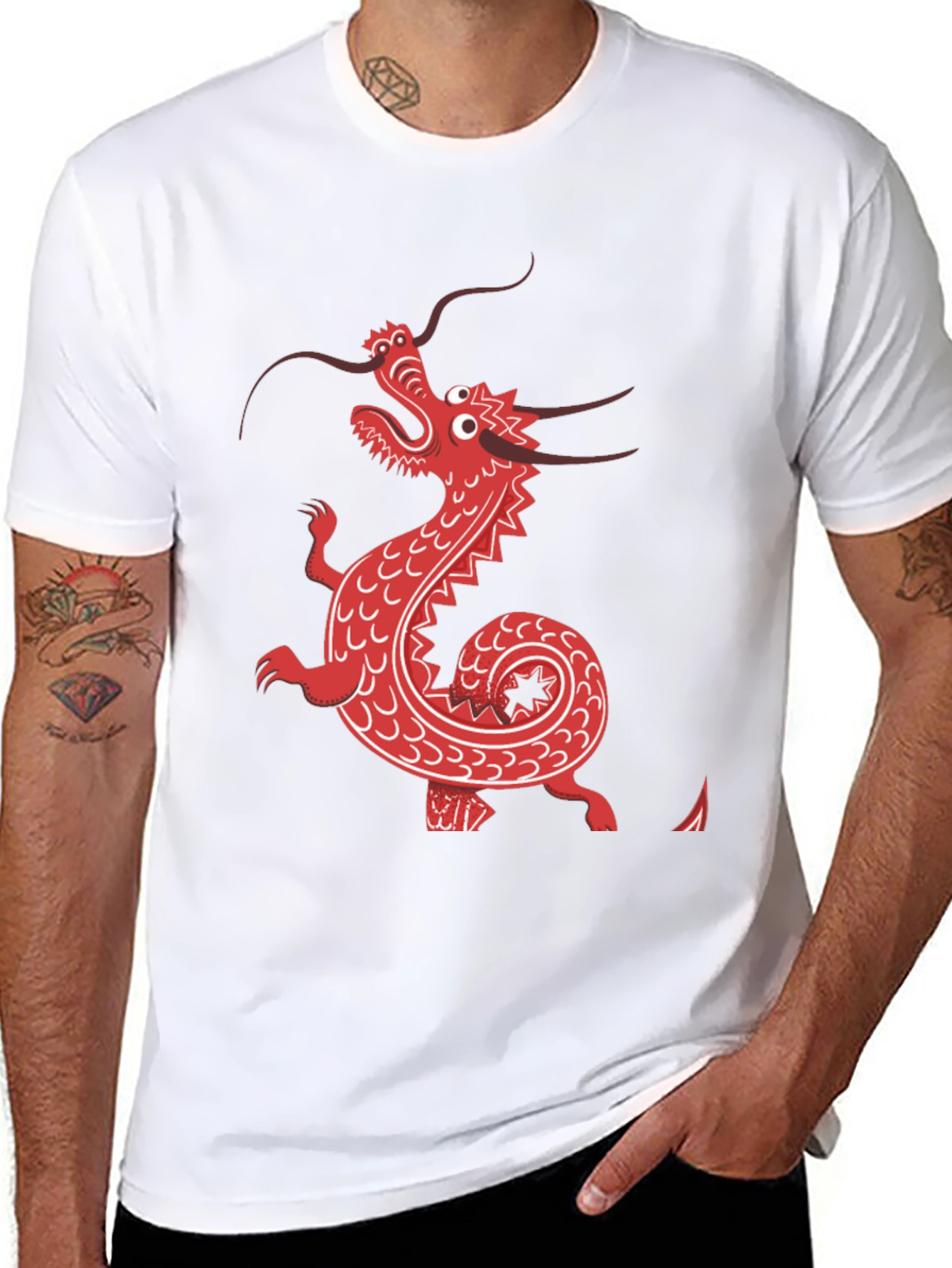 Red Dragon Graphic Tee - Black Cotton Blend