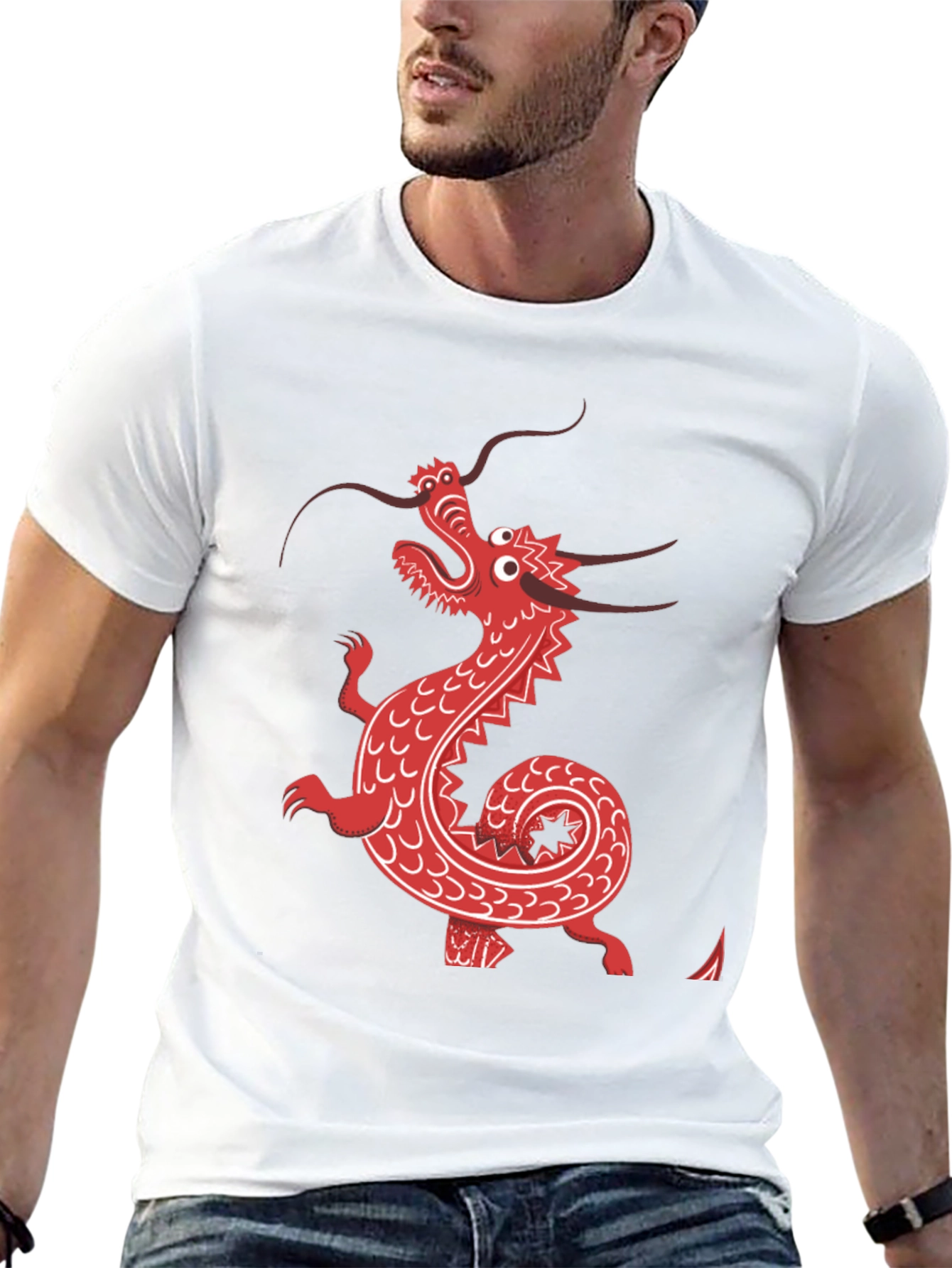 Red Dragon Graphic Tee - Black Cotton Blend