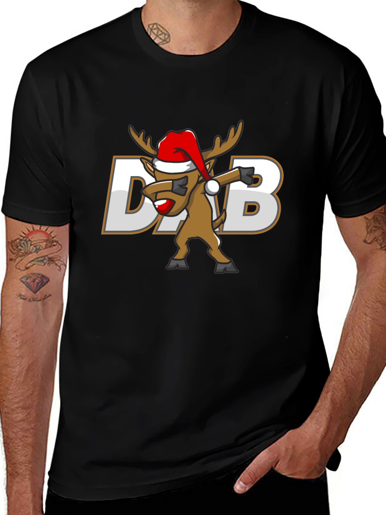 Dabbing Reindeer Christmas Graphic T-Shirt