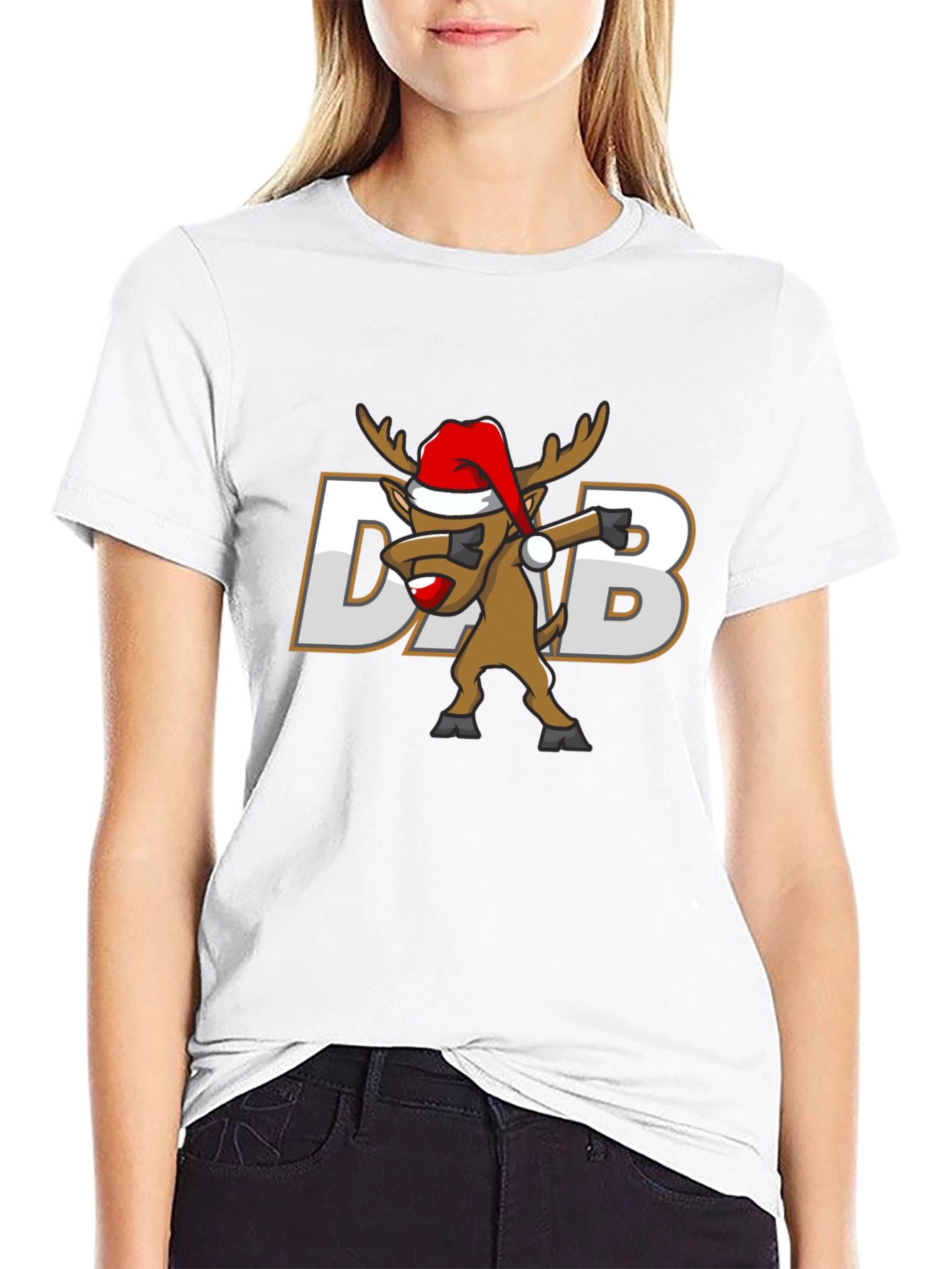 Dabbing Reindeer Christmas Graphic T-Shirt