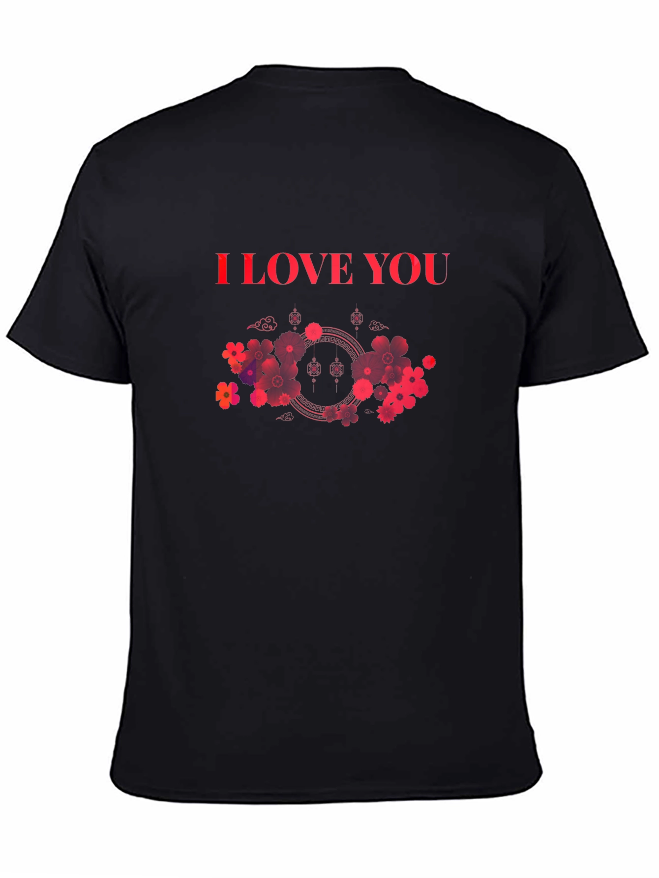 I Love You Floral Graphic Black T-Shirt