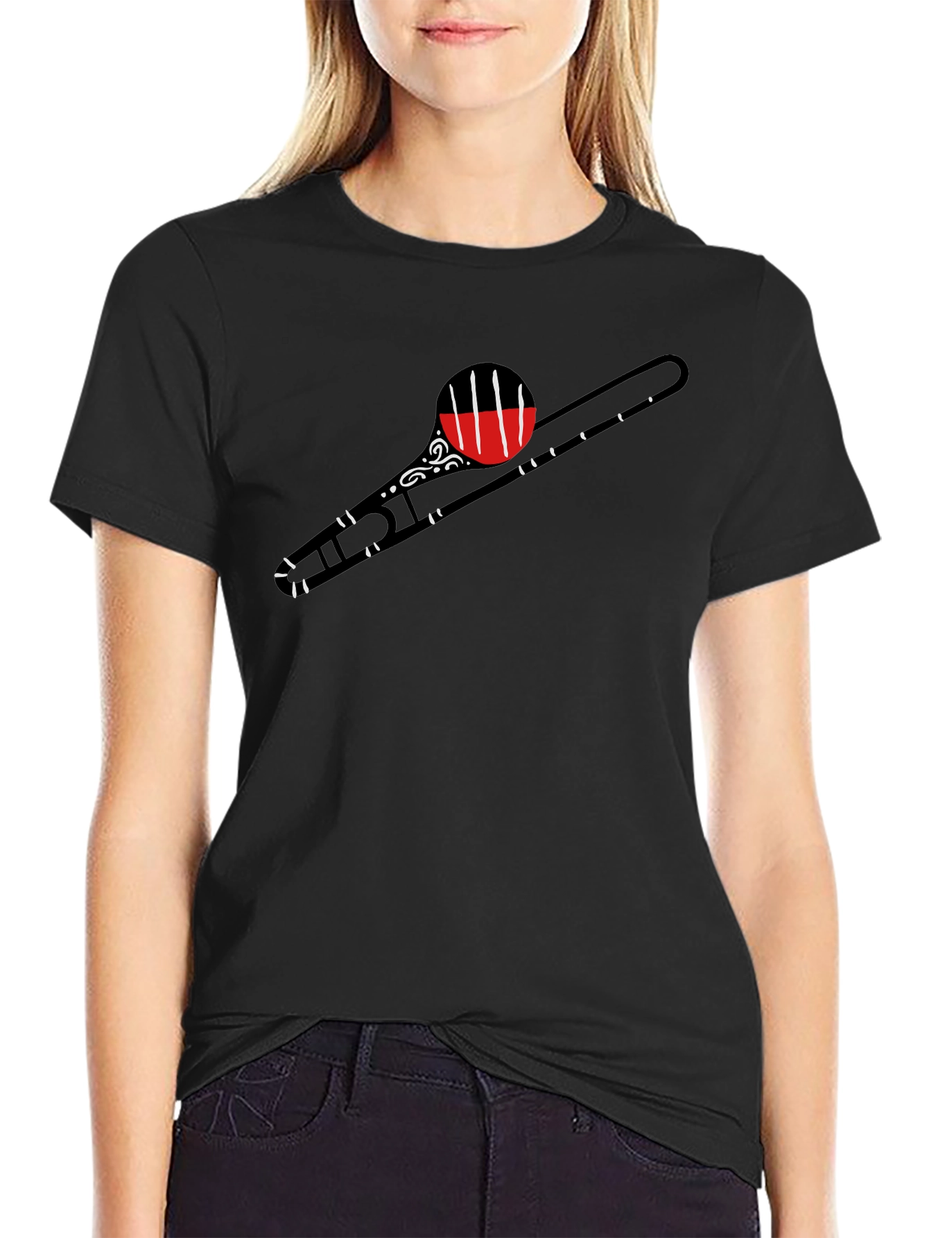 Trombone Graphic Print Mens Black T-Shirt