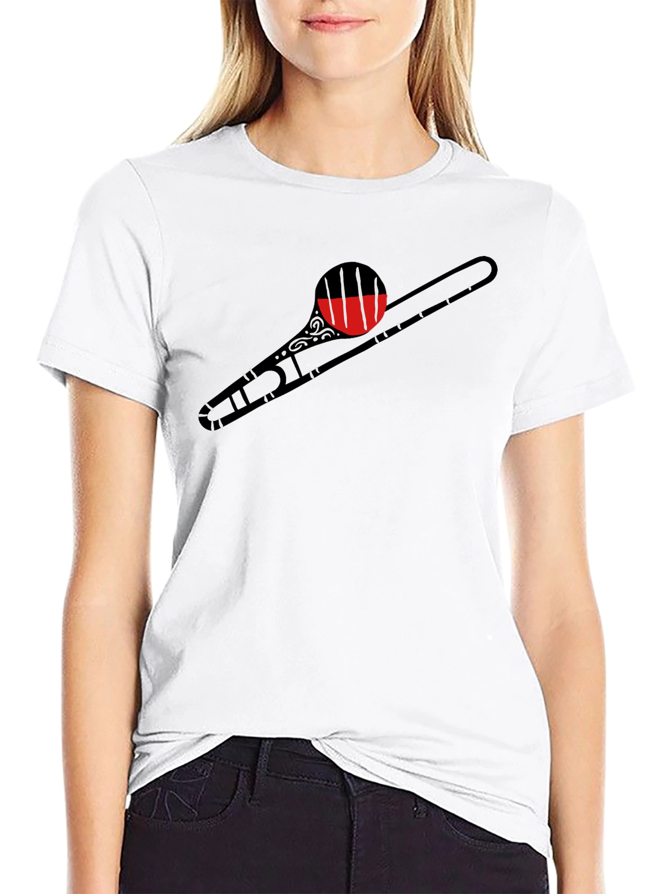 Trombone Graphic Print Mens Black T-Shirt