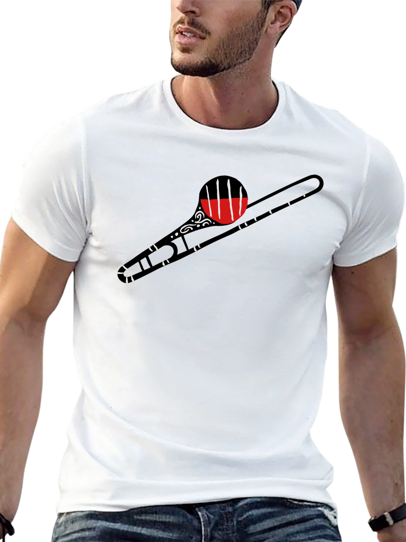 Trombone Graphic Print Mens Black T-Shirt