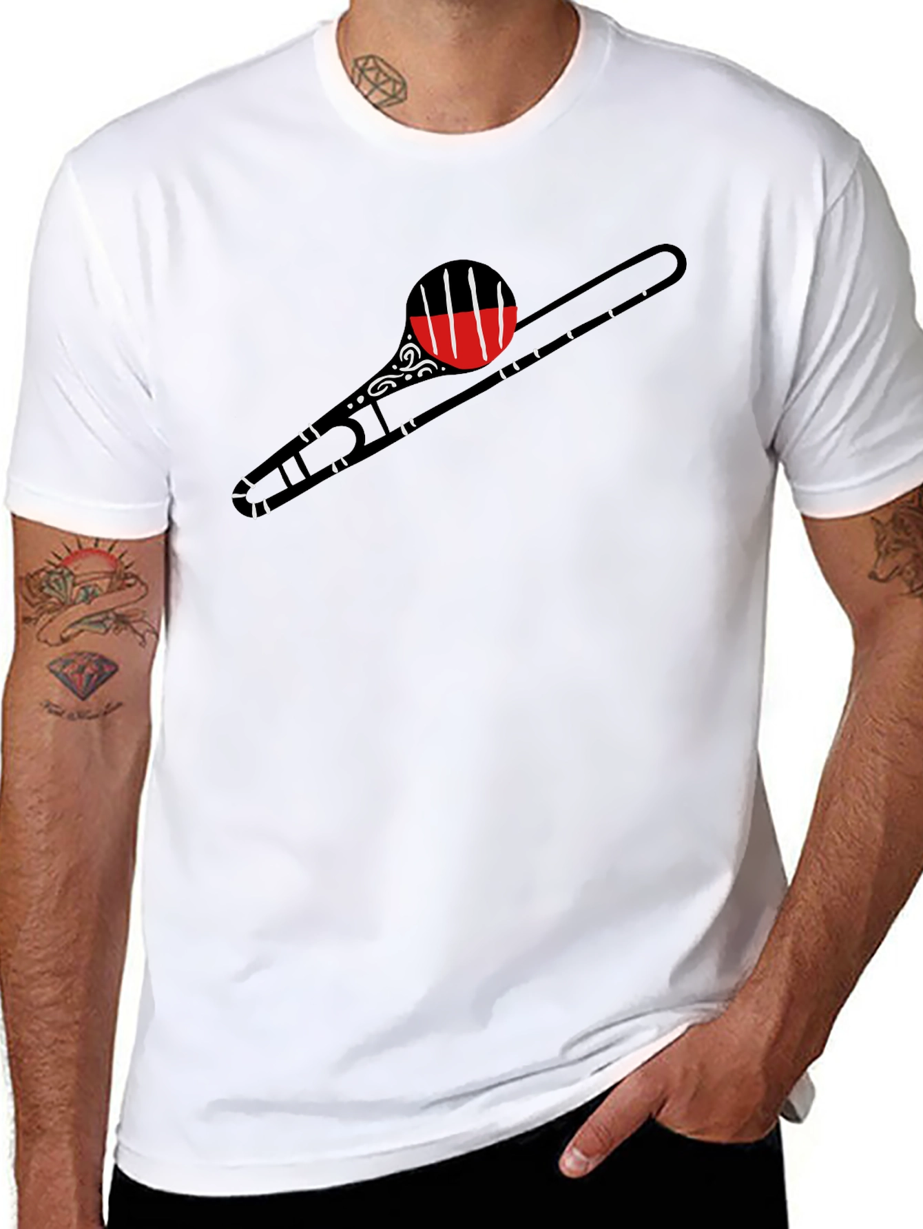 Trombone Graphic Print Mens Black T-Shirt