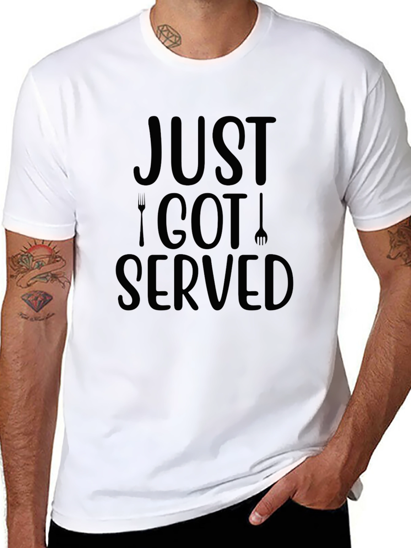 Just Got Served Graphic Tee - Black Cotton T-Shirt