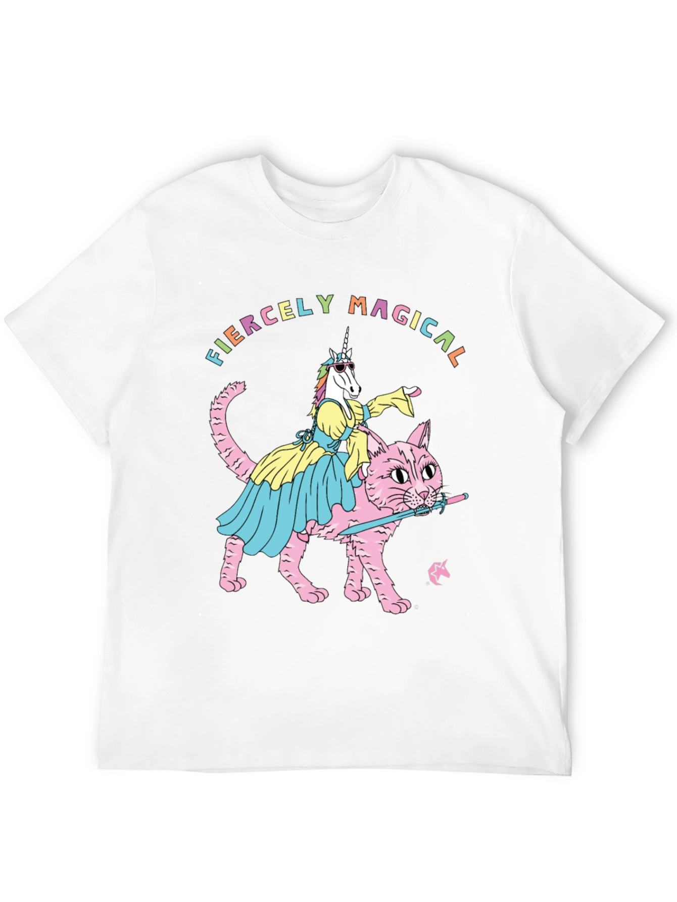 Fiercely Magical Unicorn Riding Cat T-Shirt