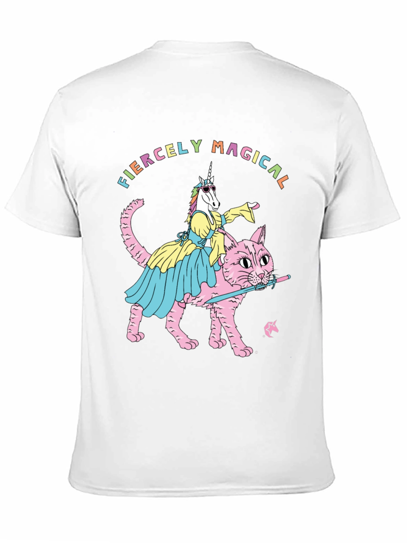 Fiercely Magical Unicorn Riding Cat T-Shirt