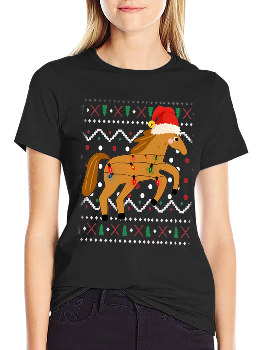 Festive Horse Ugly Christmas Sweater T-Shirt