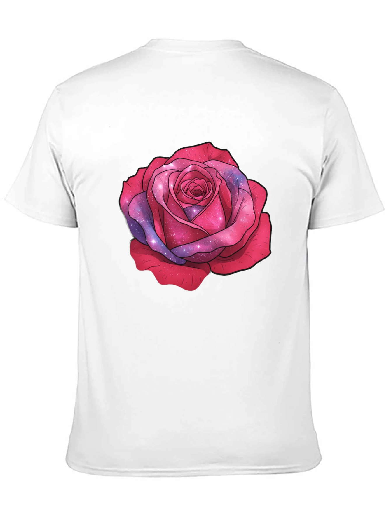 Galaxy Rose Black T-Shirt - Stylish Floral Tee
