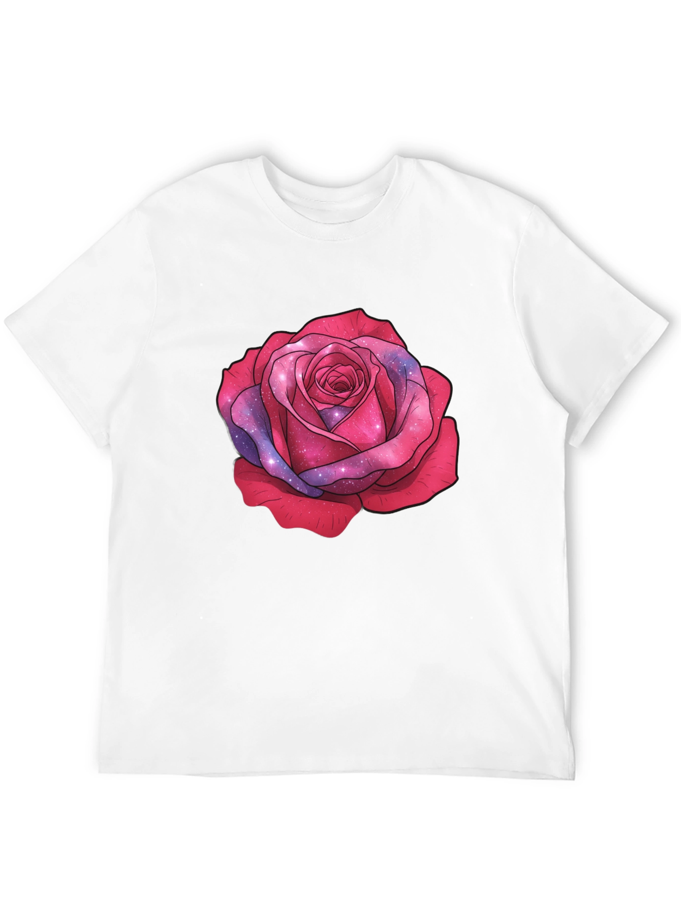 Galaxy Rose Black T-Shirt - Stylish Floral Tee