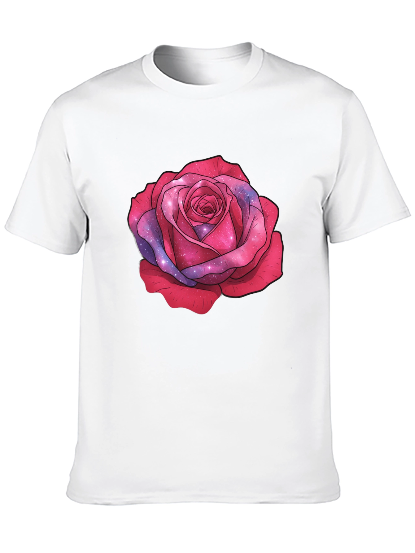 Galaxy Rose Black T-Shirt - Stylish Floral Tee
