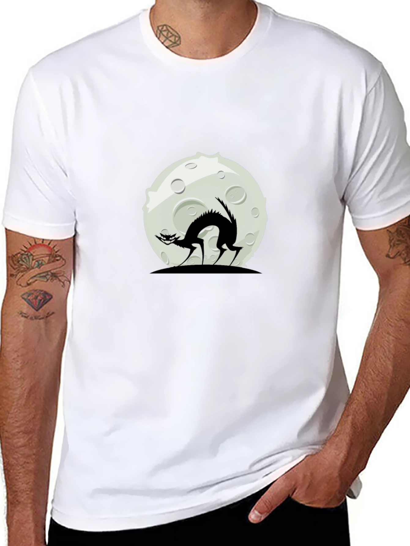 Black Cat Moon Graphic T-Shirt