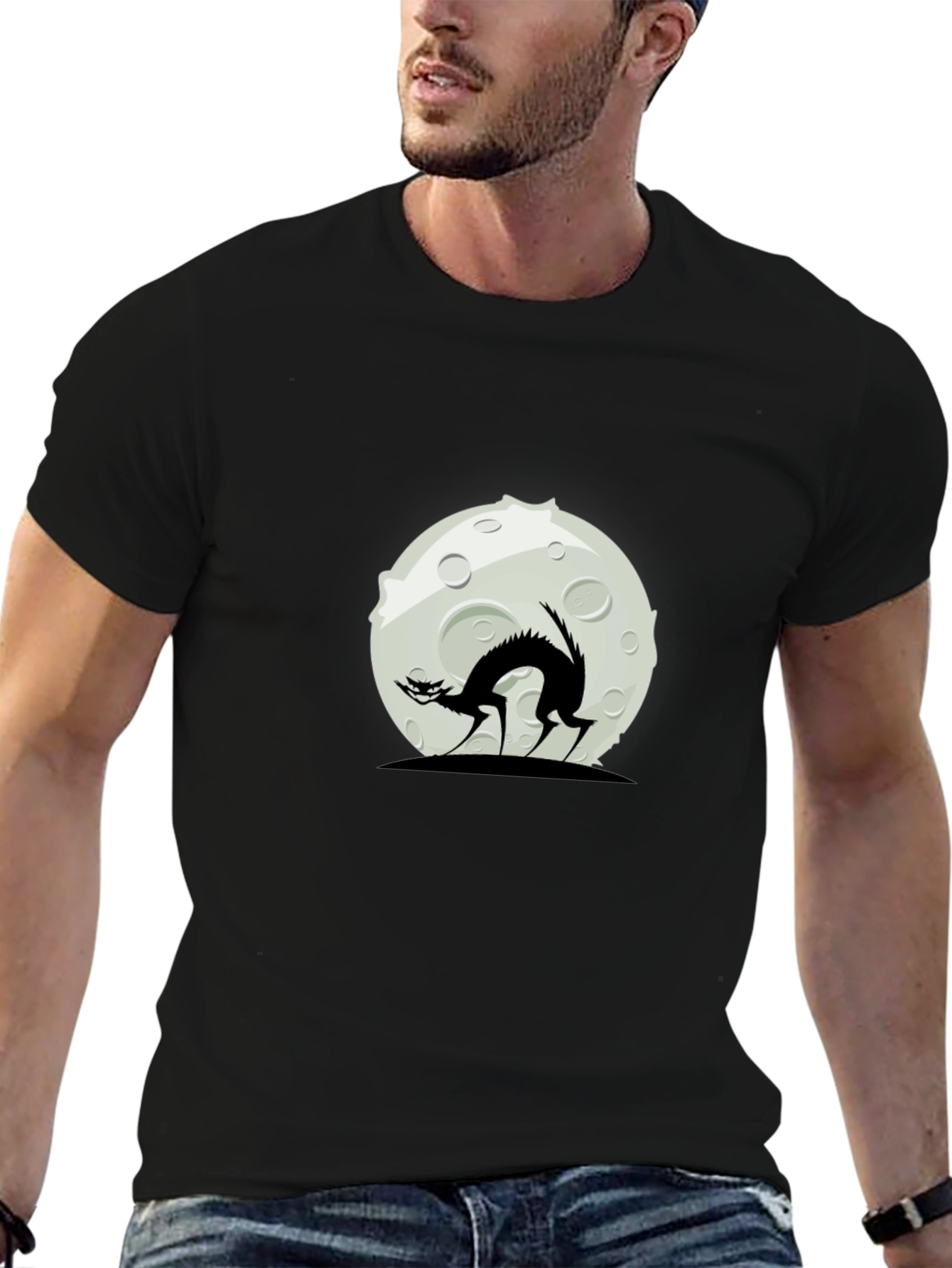 Black Cat Moon Graphic T-Shirt