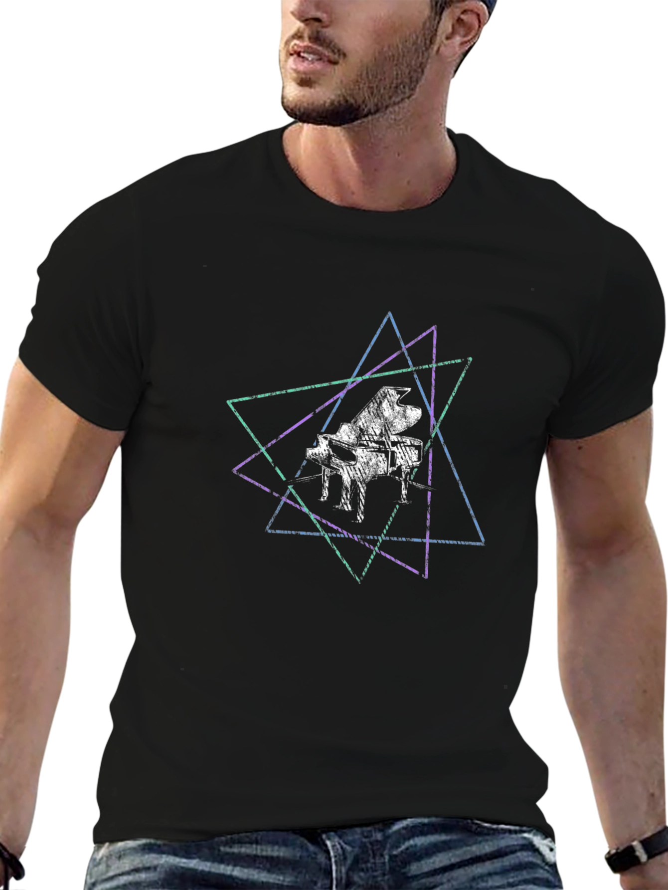 Geometric Piano T-Shirt - Black