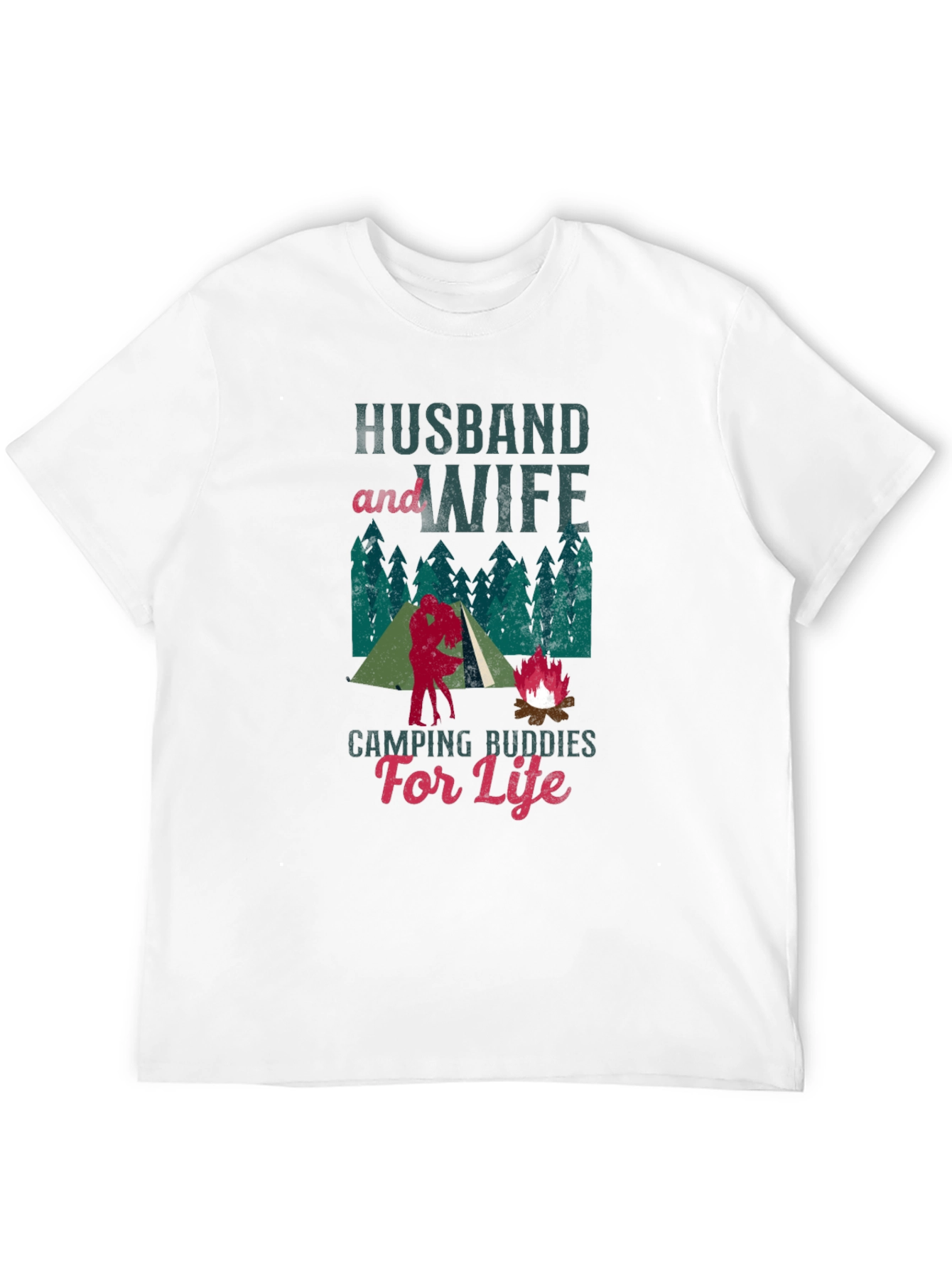 Husband and Wife Camping Buddies Black T-Shirt