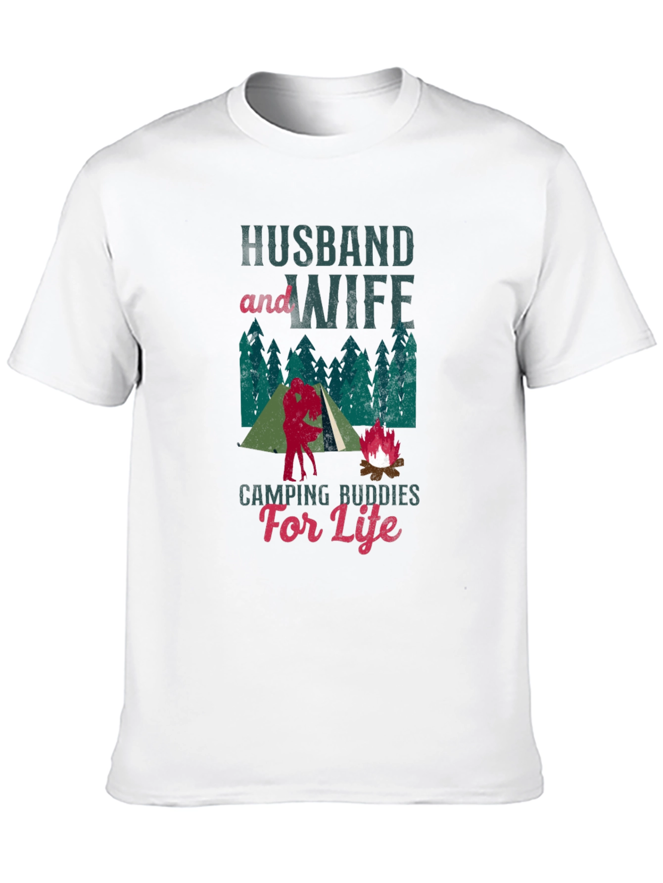 Husband and Wife Camping Buddies Black T-Shirt