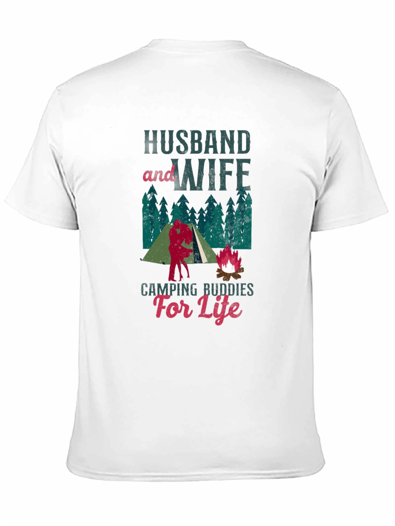 Husband and Wife Camping Buddies Black T-Shirt